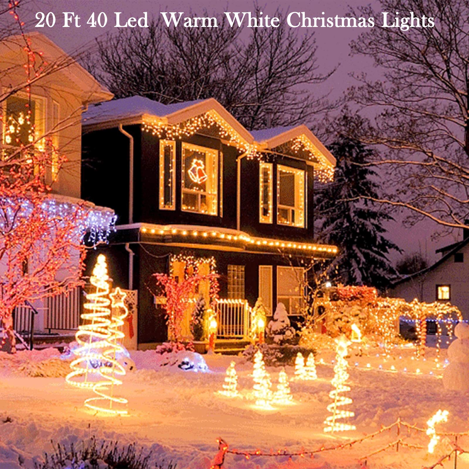 ANJAYLIA 20Ft 40 LED Fairy String Lights Battery Operated, Waterproof Twinkle Christmas Tree Lights with 2 Modes for Christmas Indoor Outdoor Garden Wedding Home Decoration Warm White - Medaid International