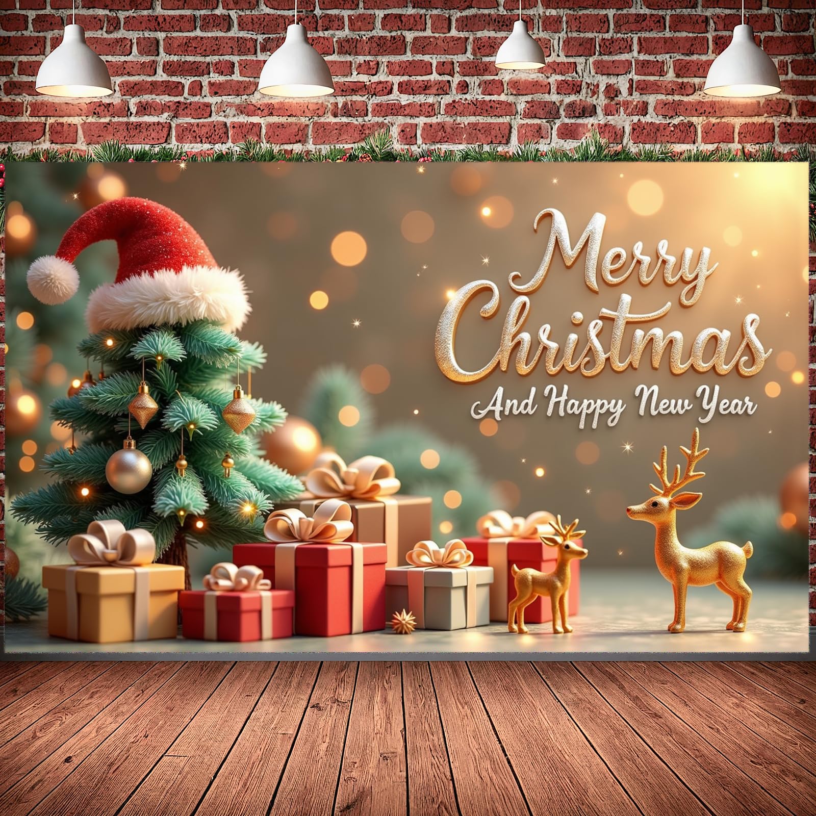 Christmas New Year Boxes Banner Christmas Tree Banner Festive Ornaments Reindeer Decoration for Holiday Decoration Party - Medaid International