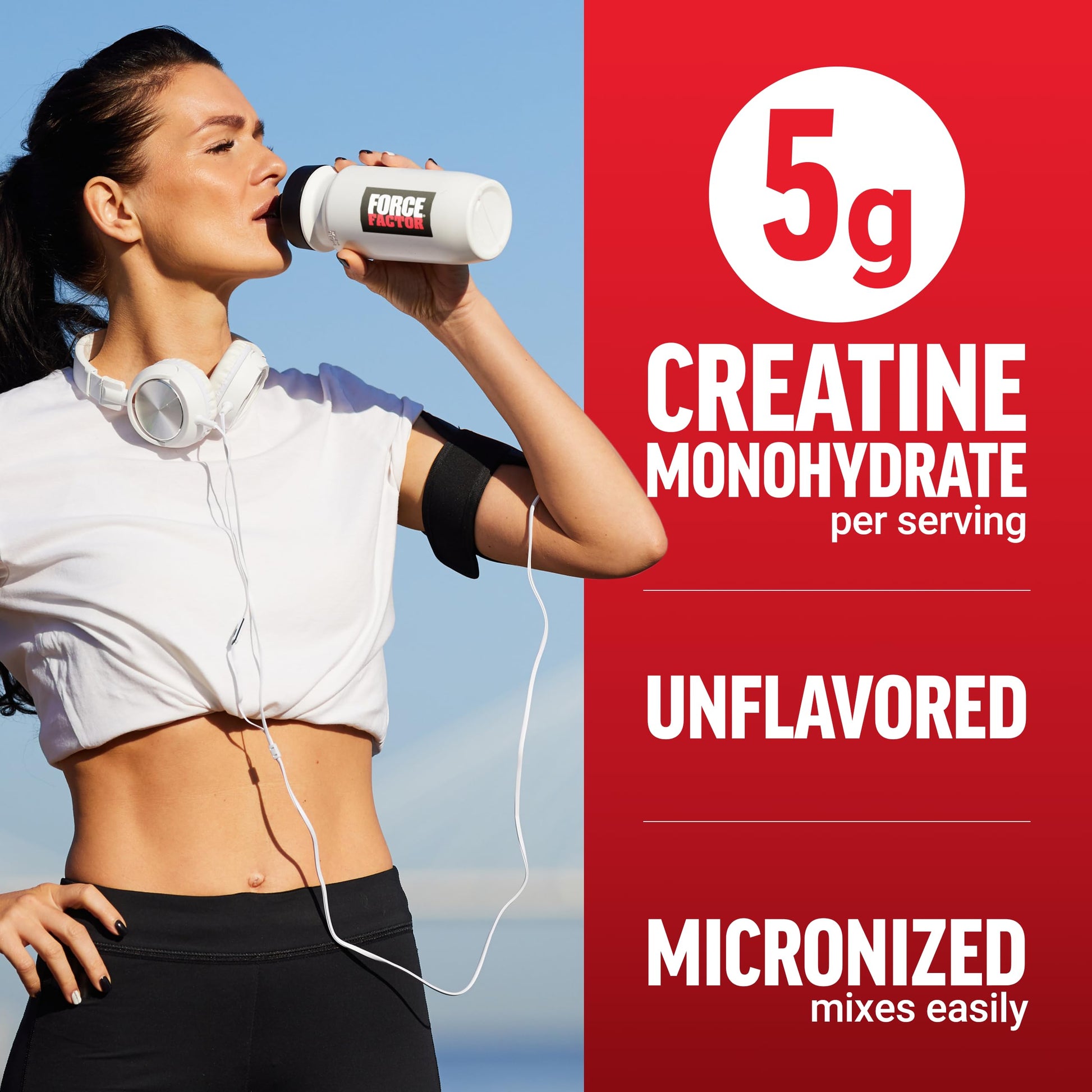 Force Factor Creatine Monohydrate Powder (1KG), 5g Micronized Dose to Support Muscle Growth, Strength, Recovery, Cognitive Health & Memory, Unflavored, 200 Servings - Medaid International