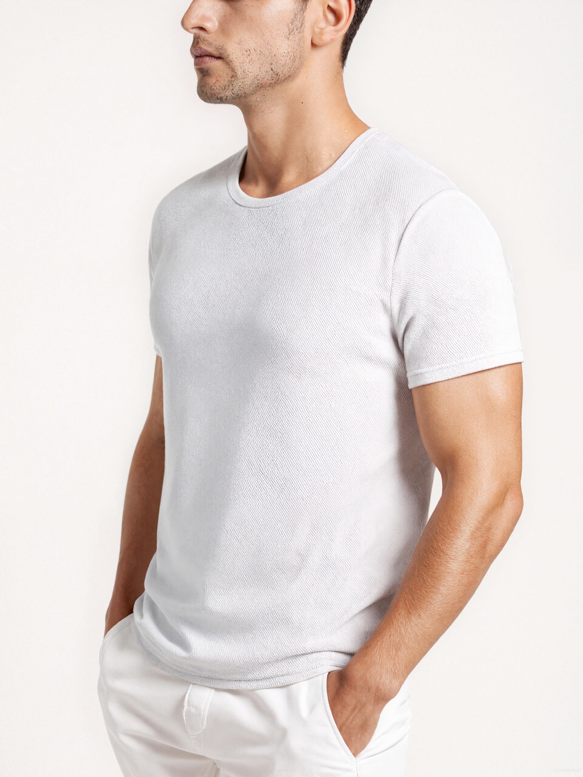 Men's T-Shirt Sporty Quick-Drying Crewneck Light and Comfortable Summer Sports Top,White - Medaid International