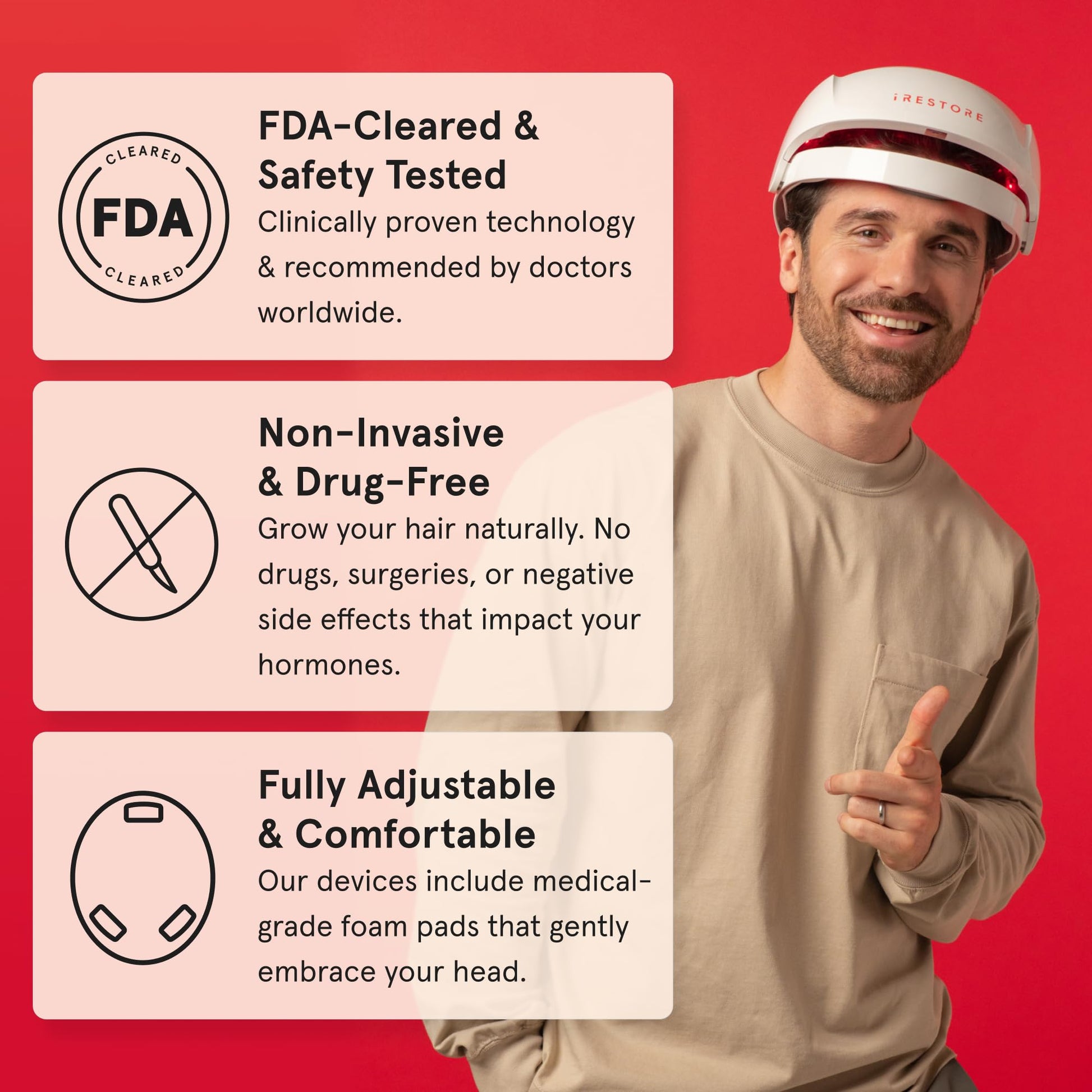 iRestore Essential - Laser Red Light Therapy for Hair Growth - FDA Cleared Hair Loss, Hair Thinning & Alopecia Treatment for Men & Women - Laser Cap for Hair Regrowth Stimulate Denser Fuller Hair - Medaid International