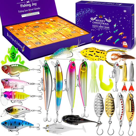 Fishing Advent Calendar 2025 - Christmas Countdown 24 Days Fishing Lures Gifts Set for Adult Men Teen Boys, Xmas Holiday Surprise Gift Advent Calendar - Medaid International