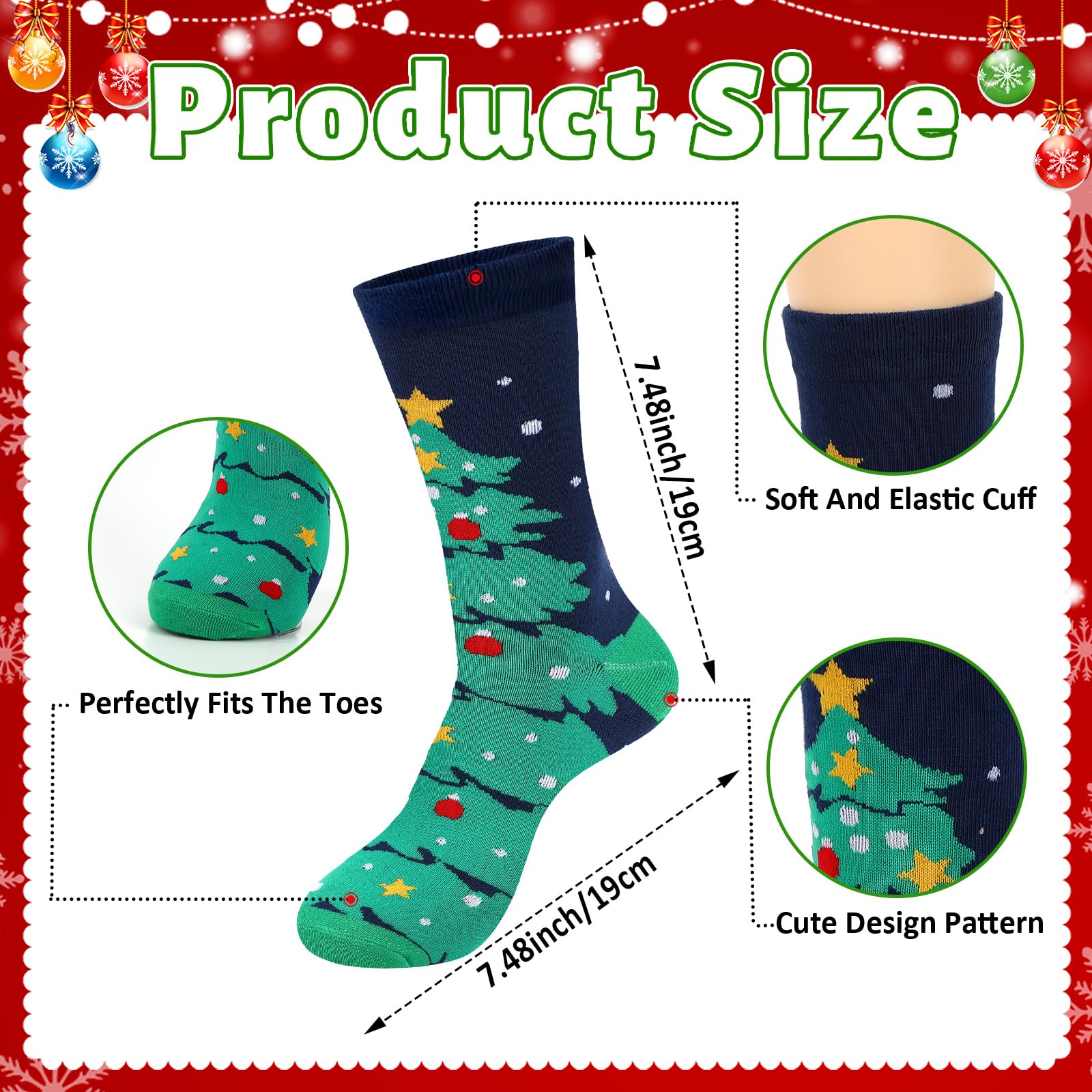 Jansun 9 Pairs Christmas Socks for Men Women Funny Novelty Cute Xmas Holiday Crew Socks Santa Socks Unisex Crew Cotton Sock Stocking Stuffers Funny Xmas Gifts - Medaid International