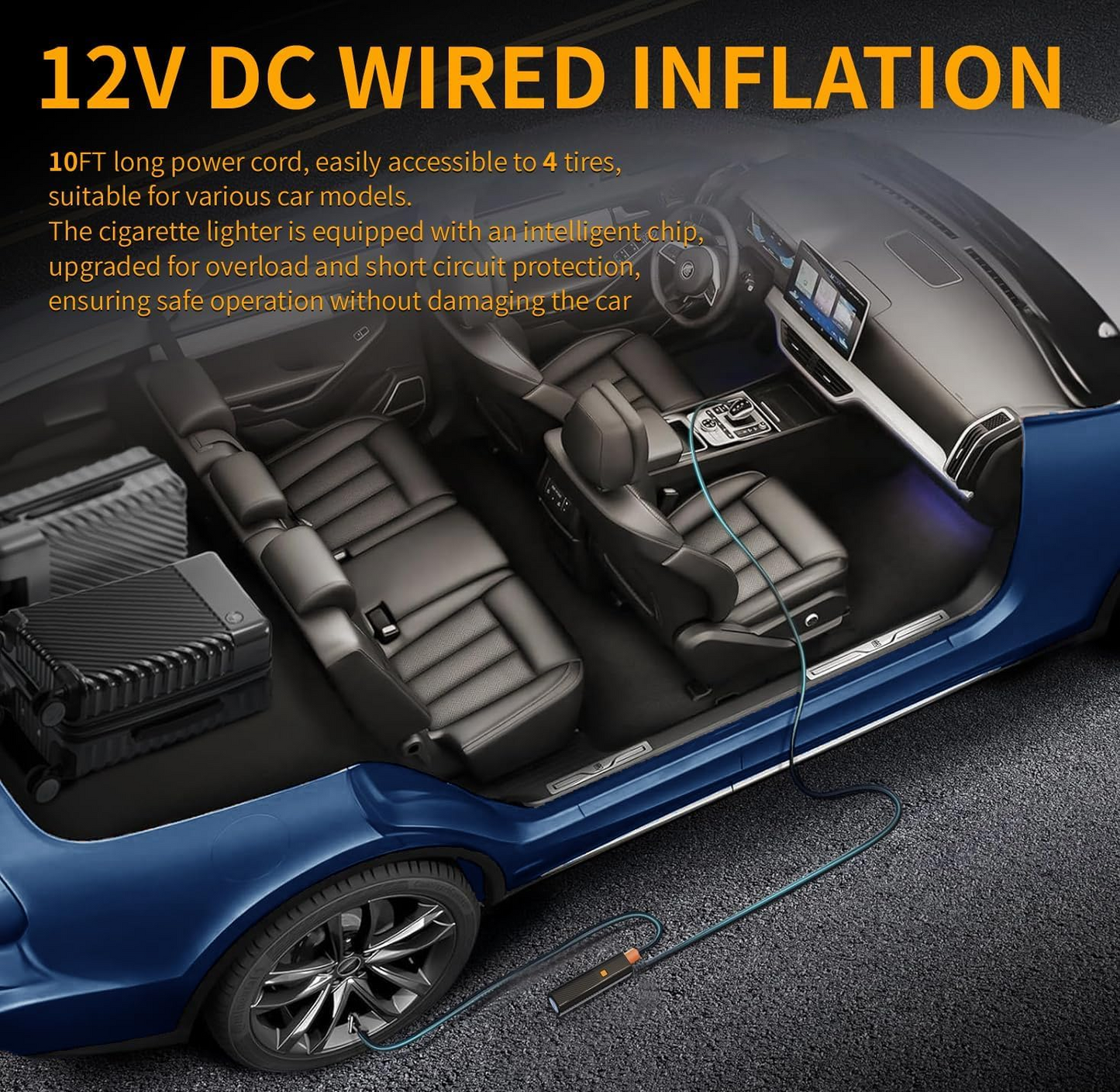 Tire Inflator Portable Air Compressor - Air Pump for Car Tires with Tire Pressure Gauge MK-322 - Medaid International