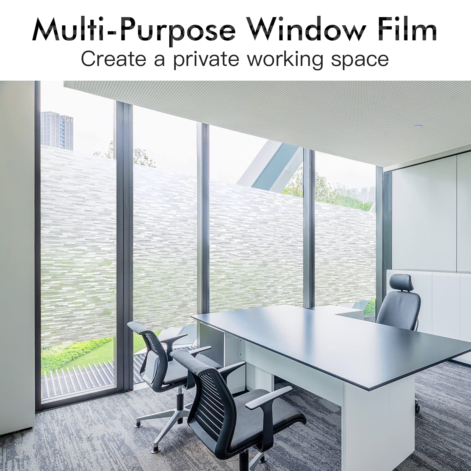 Haton Window Privacy Film, Frosted Glass Static Cling Sun Heat Blocking Window Clings, Frosting Opaque Coverings, Vinyl Removable Stickers Tint for Home Door Office, Non Adhesive 17.5" x 78.7" - Medaid International