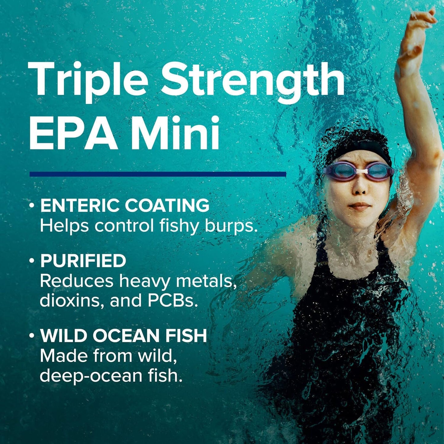 GNC Triple Strength Fish Oil EPA 1000 Mini, 1000mg Omega 3, Mini Softgels, Supports Eye, Brain, Skin, Healthy Triglycerides, Heart, Joint, Coated to Control Fishy Burps, 45 Servings - Medaid International