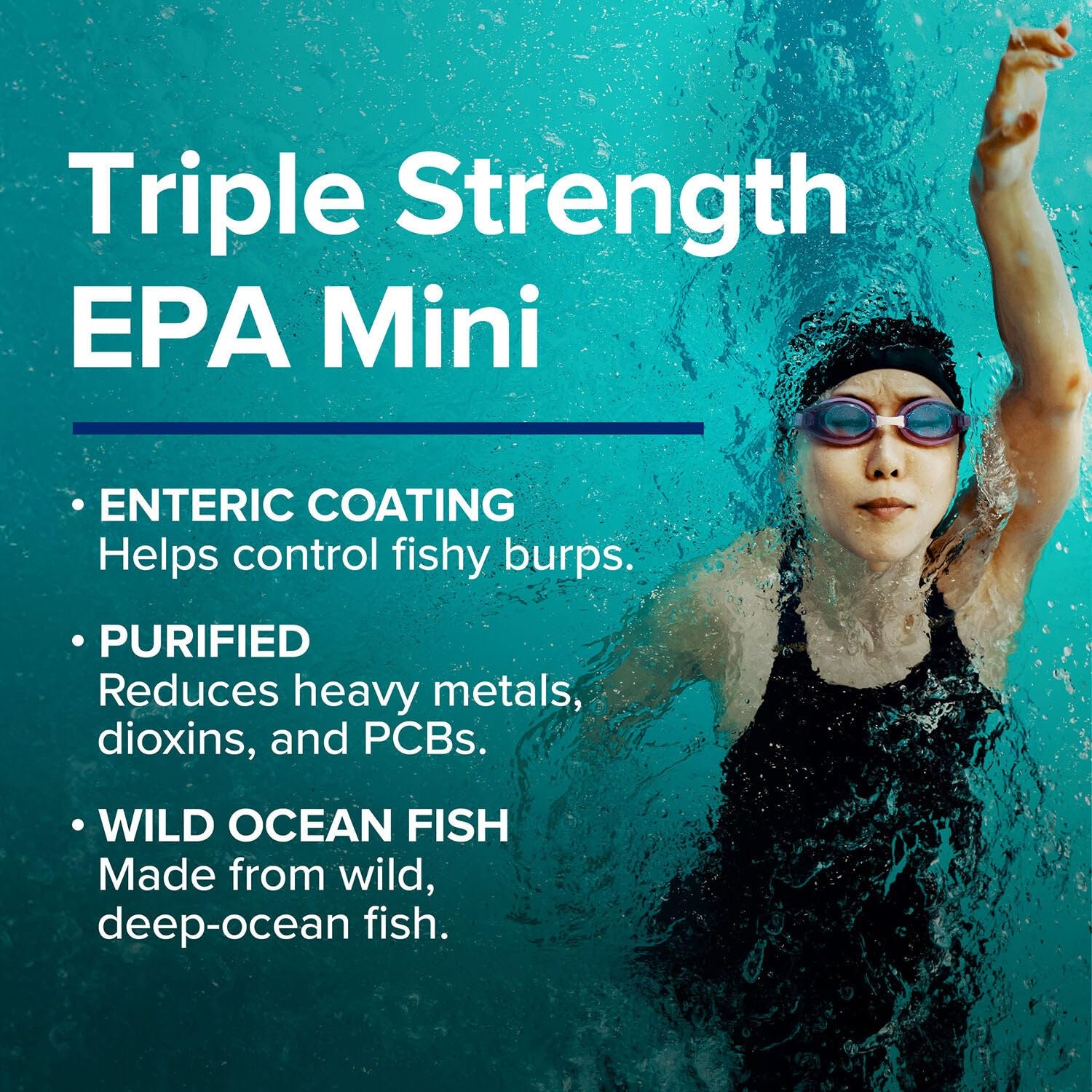 GNC Triple Strength Fish Oil EPA 1000 Mini, 1000mg Omega 3, Mini Softgels, Supports Eye, Brain, Skin, Healthy Triglycerides, Heart, Joint, Coated to Control Fishy Burps, 45 Servings - Medaid International