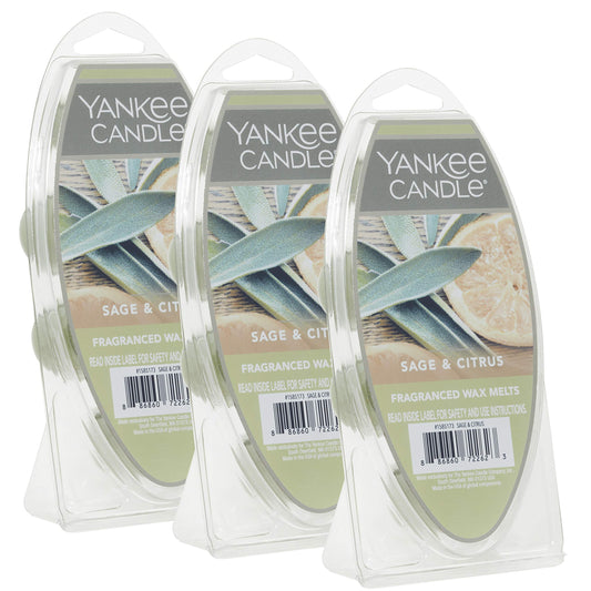 Yankee Candle Sage & Citrus Scent, Pack of 18 Wax Melts for Candle Making, Perfect for Wax Warmers and Aromatherapy - Medaid International