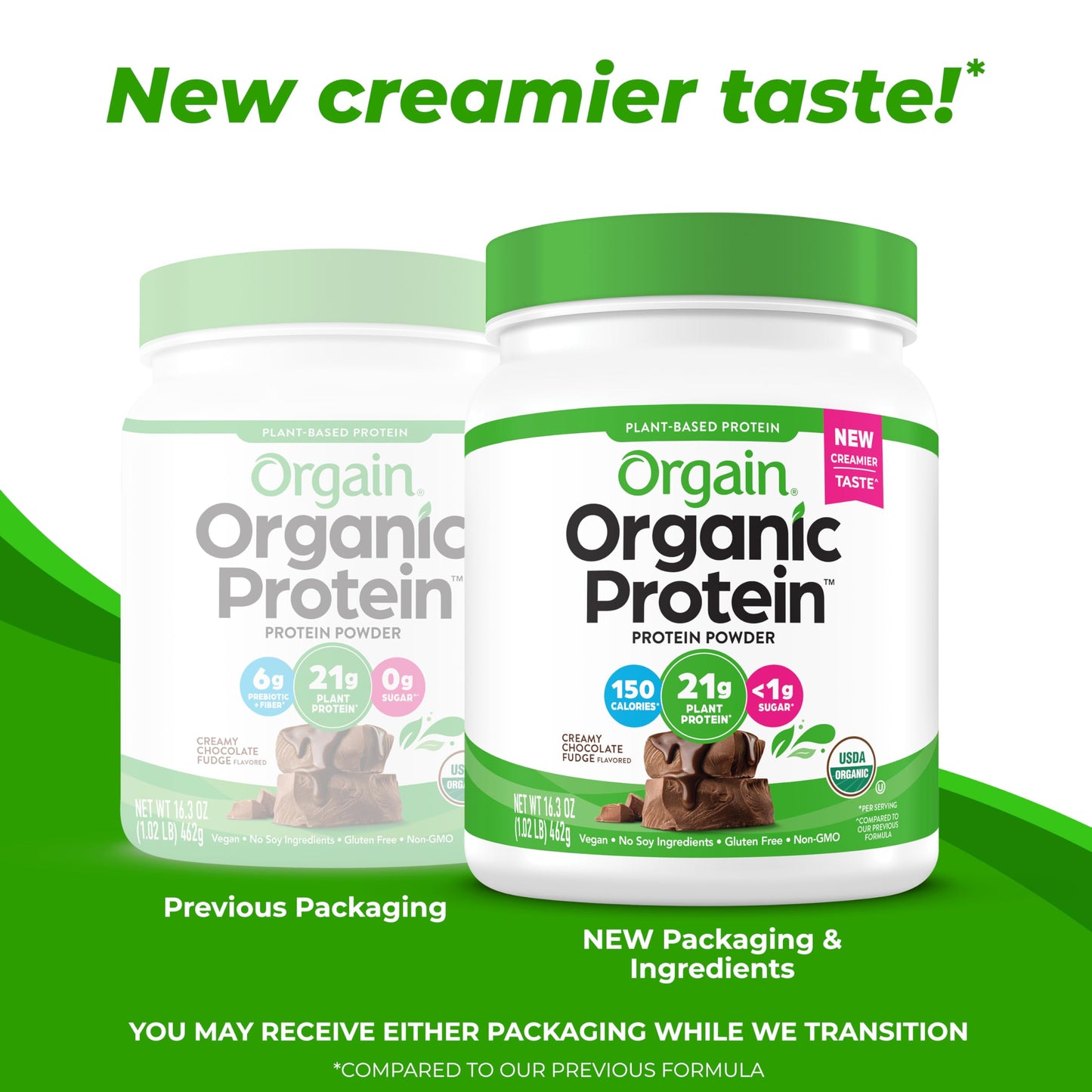 Orgain Organic Vegan Protein Powder, Creamy Chocolate Fudge - 21g Plant Protein, 7g Prebiotic Fiber, Low Net Carb, No Lactose Ingredients, No Added Sugar, Non-GMO, For Shakes & Smoothies, 1.02 lb - Medaid International