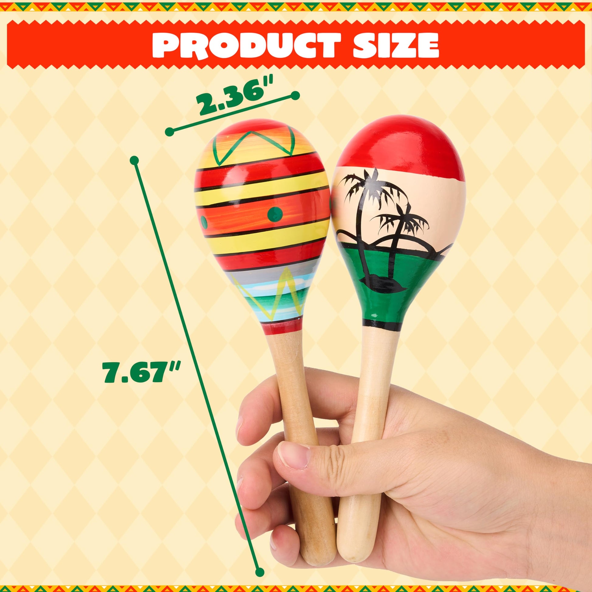 JOYIN 4 PCS Cinco De Mayo 7.6" Wooden Maracas for Kids, Maraca Magic, Wooden Rattle Noisemaker for Mexican Fiesta Party Favors, Musical Fun Parties, Luau Party, Carnivals, Taco Tuesday Event - Medaid International