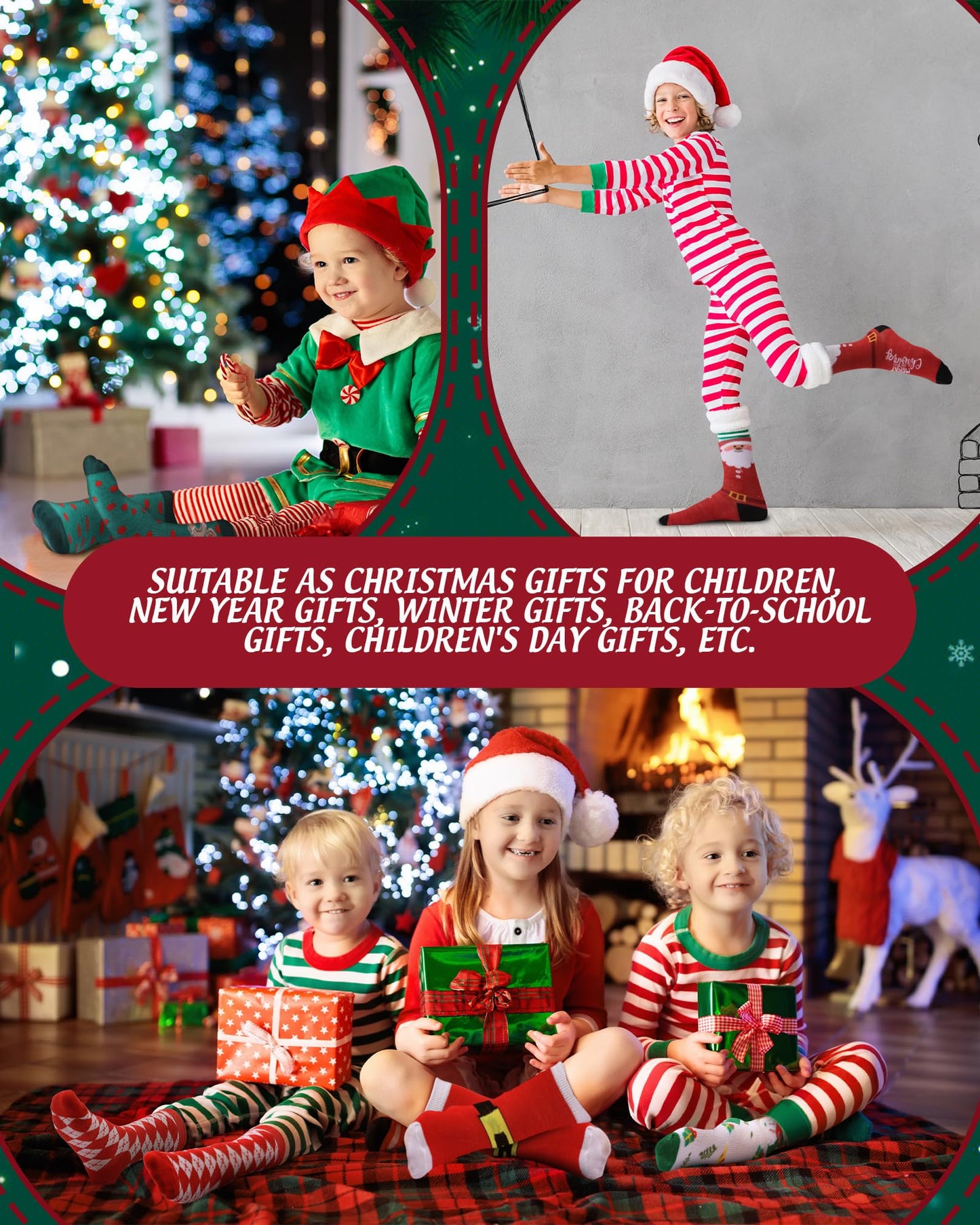 Neer 30 Pair Kid Christmas Socks Colorful Cute Creative Fancy Crew Fun Novelty Design Socks for Toddler Children Boys Girls(Suitable for Age 6-10,Lovely) - Medaid International