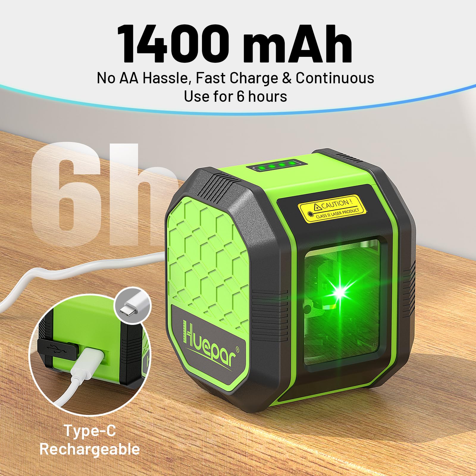 Laser Level with 60 Inch Tripod, Huepar 100Ft Self Leveling Laser Level Rechargeable Green Cross Line Lazer Leveler Tool for Picture Hanging, Tile, Home Renovation, 360° Magnetic Bracket &Target Plate - Medaid International