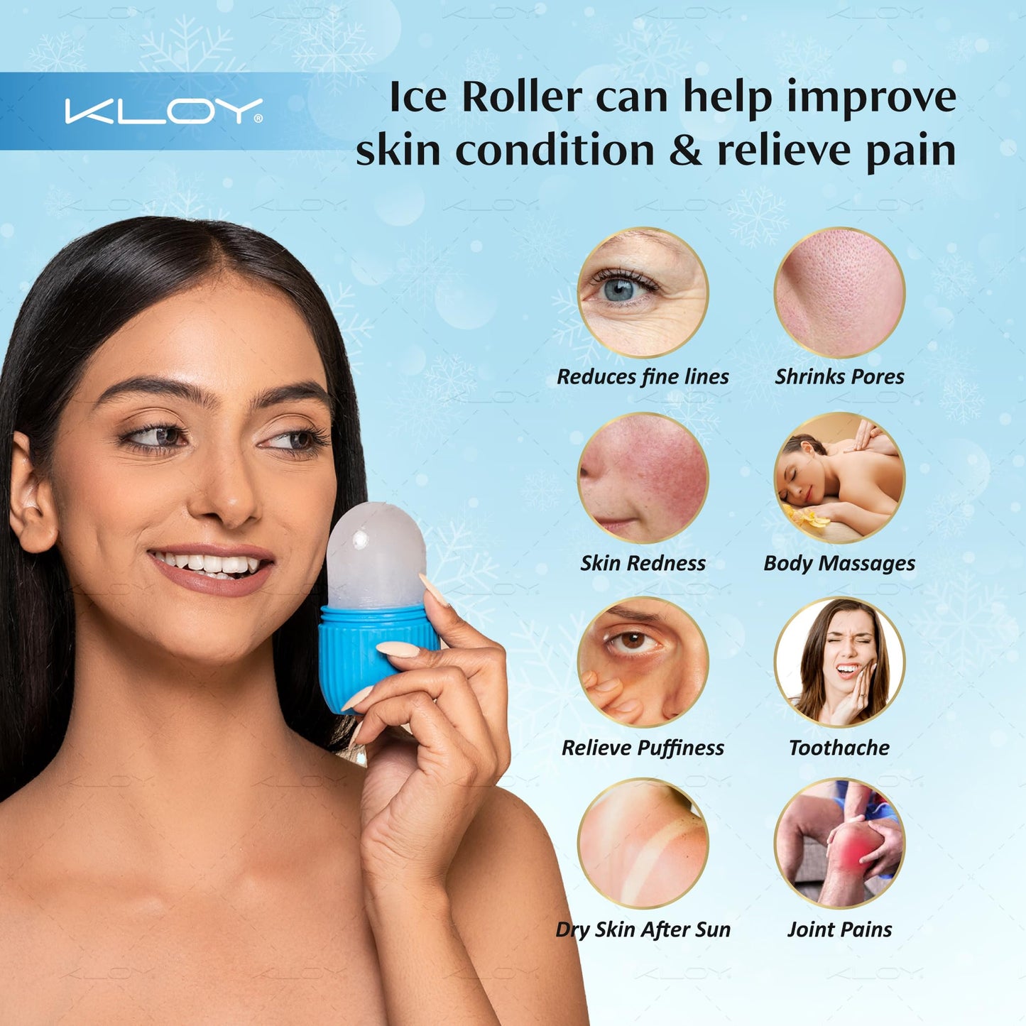KLOY Ice Roller For Face, Neck And Body | For Puffy Eyes And Facial Skin Care, Ice Facial Cube (Random Color) - Medaid International