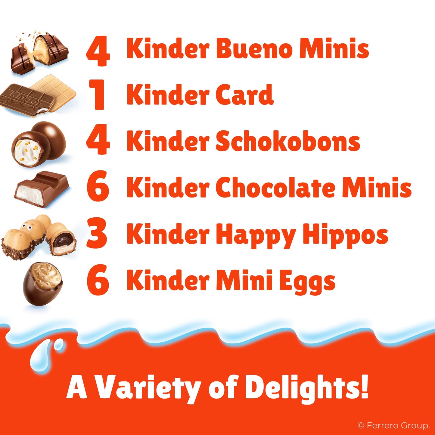 Kinder 2025 Advent Calendar, 24 Individually Wrapped Pieces, Chocolate Candy, Holiday Treats, 6.9 oz - Medaid International