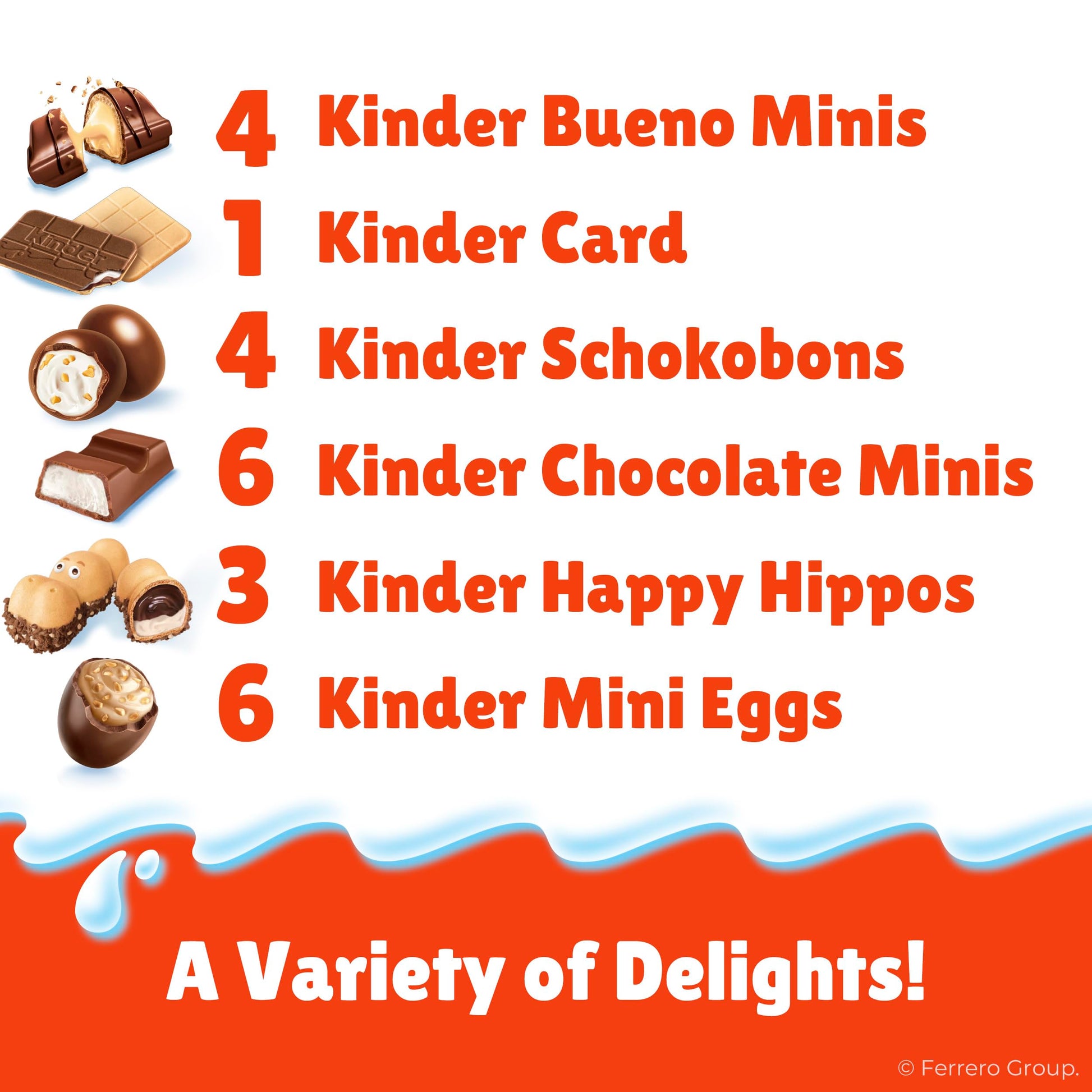 Kinder 2025 Advent Calendar, 24 Individually Wrapped Pieces, Chocolate Candy, Holiday Treats, 6.9 oz - Medaid International