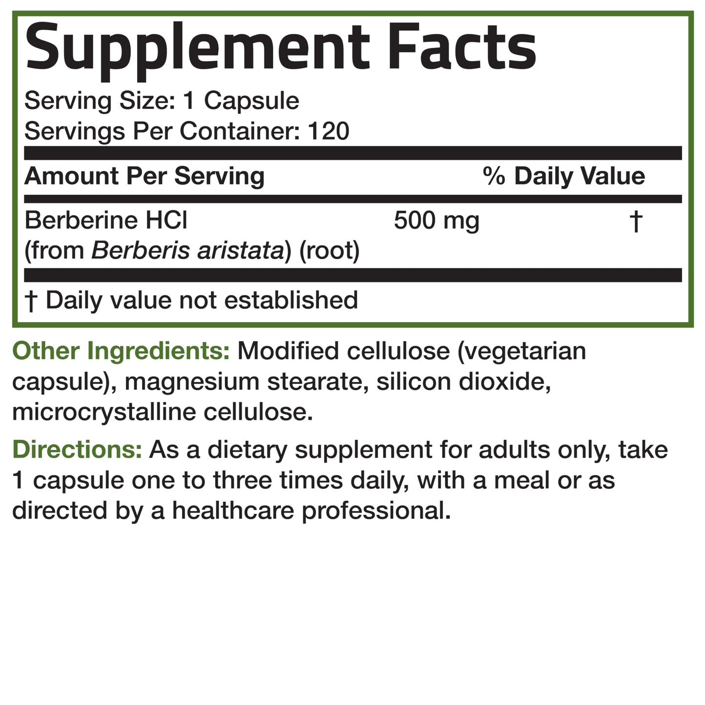 Bronson Berberine As Berberine HCI Berberis Aristata 500mg Per Vegetarian Capsule Non-GMO, 120 Vegetarian Capsules - Medaid International