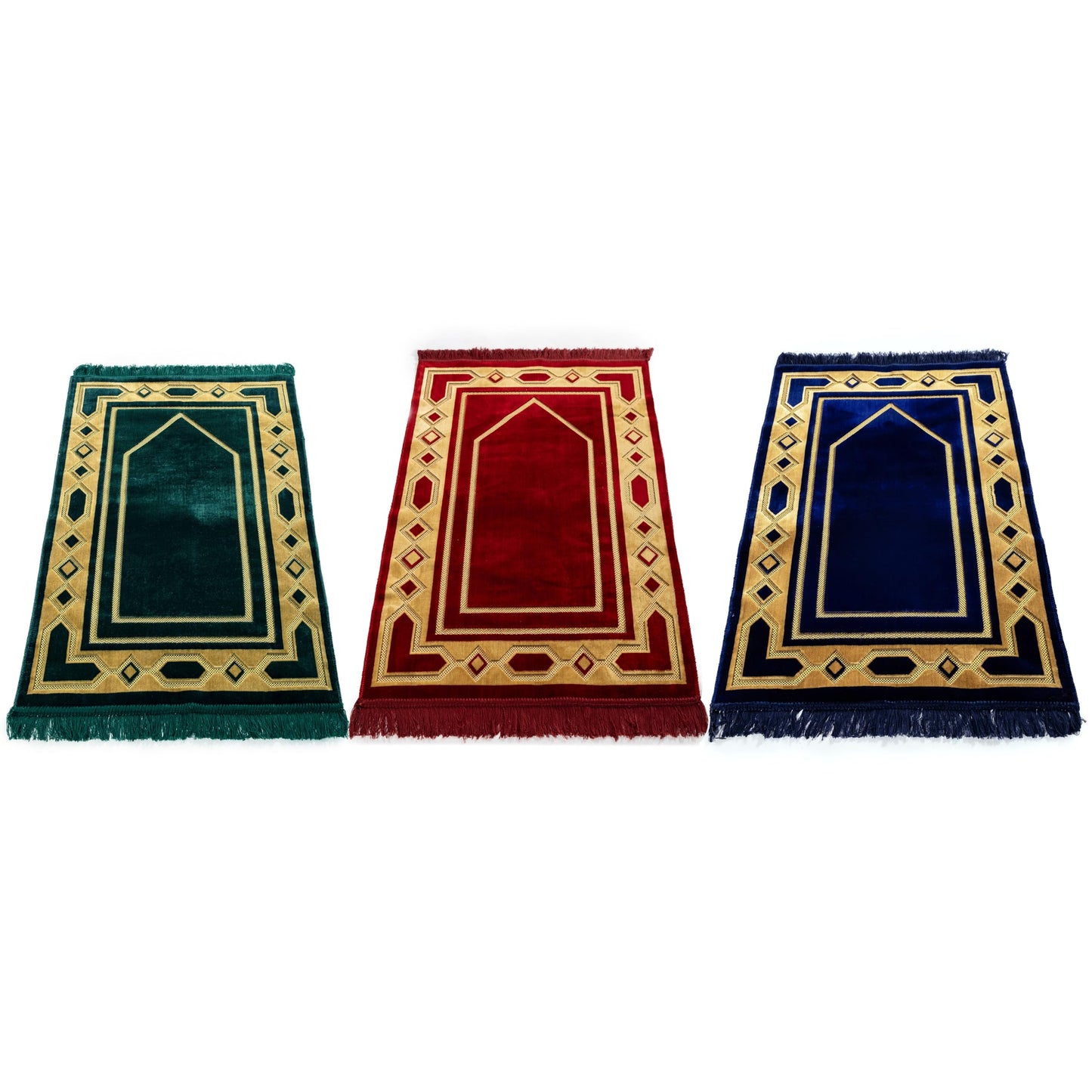 Gold Case Home Collection Islamic Prayer Mat - Islam Praying Rug for Muslim Women & Men - Soft Turkish Salah Mats Eid & Ramadan Gifts - Pray Bead (Tesbih) Included - Made in Turkiye - Navy Blue - Medaid International