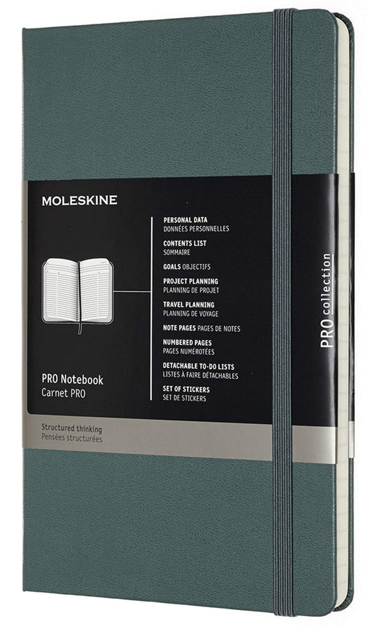 Moleskine Professional Notebook, Large, Forest Green, Hard Cover (5 x 8.25) - Medaid International