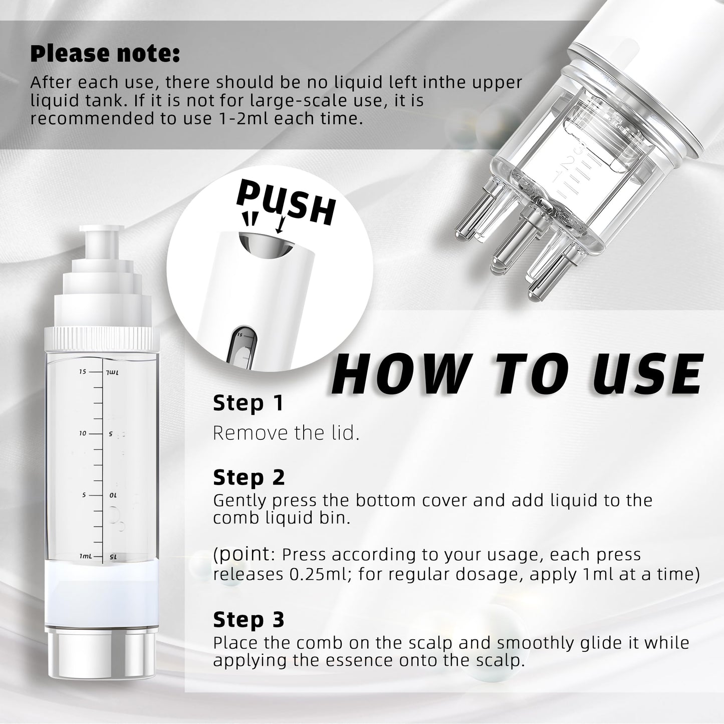 Hair Growth Serum Minoxidil Applicator - 2 in 1 Scalp Applicator with 5% Biotin Growth Oil Non-Greasy for Women Men Hair Regrowth (15ML, Unscented) - Medaid International