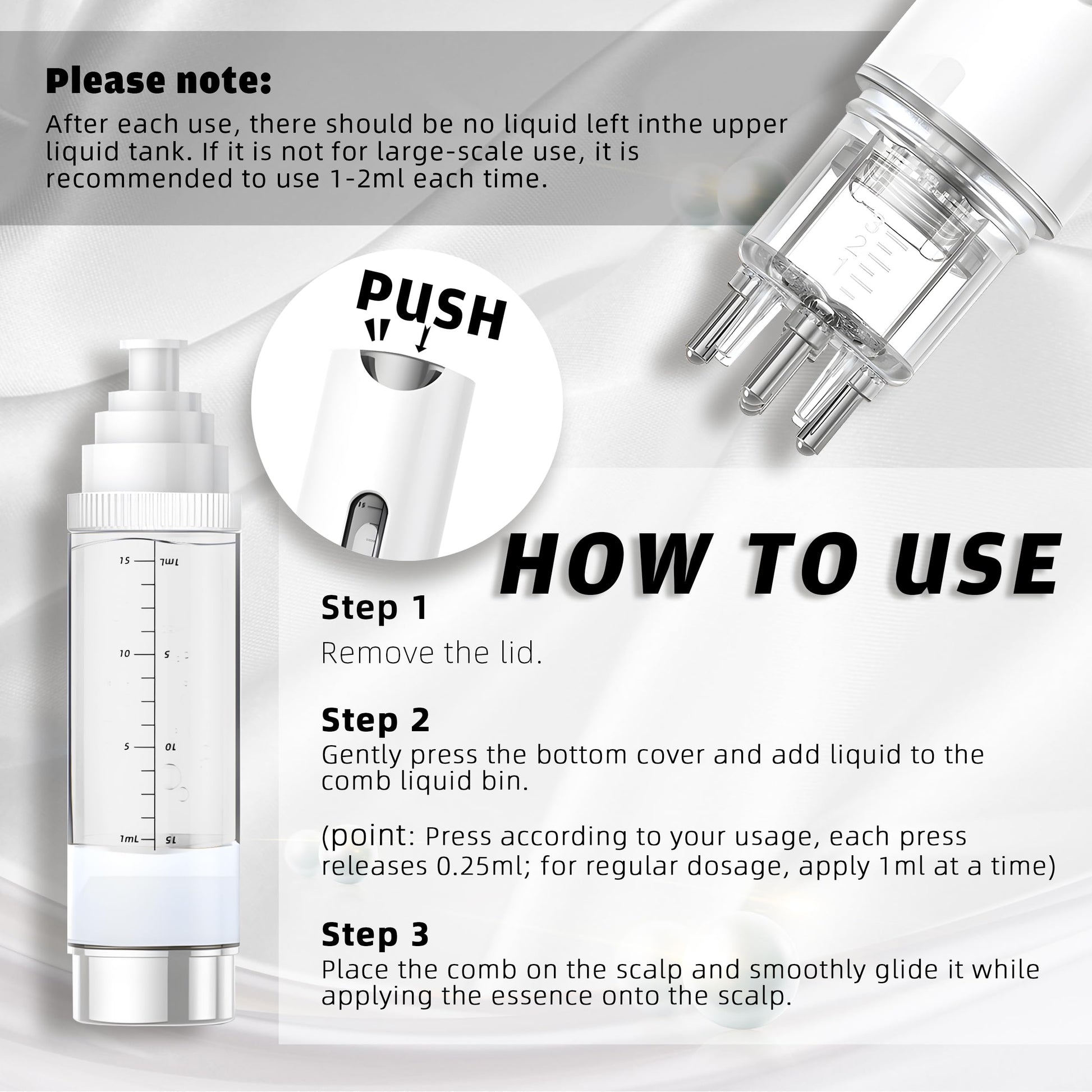 Hair Growth Serum Minoxidil Applicator - 2 in 1 Scalp Applicator with 5% Biotin Growth Oil Non-Greasy for Women Men Hair Regrowth (15ML, Unscented) - Medaid International