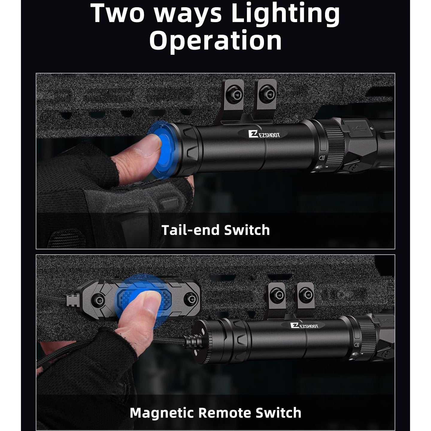 EZshoot 2500 Lumens Rifle Laser Light Combo Compatible with M-Rail, Rechargeable Ar Light Laser Combo with Magnetic Remote Switch, Tactical Rifle Flashlight with Strobe Mode for Home Defense, Hunting - Medaid International