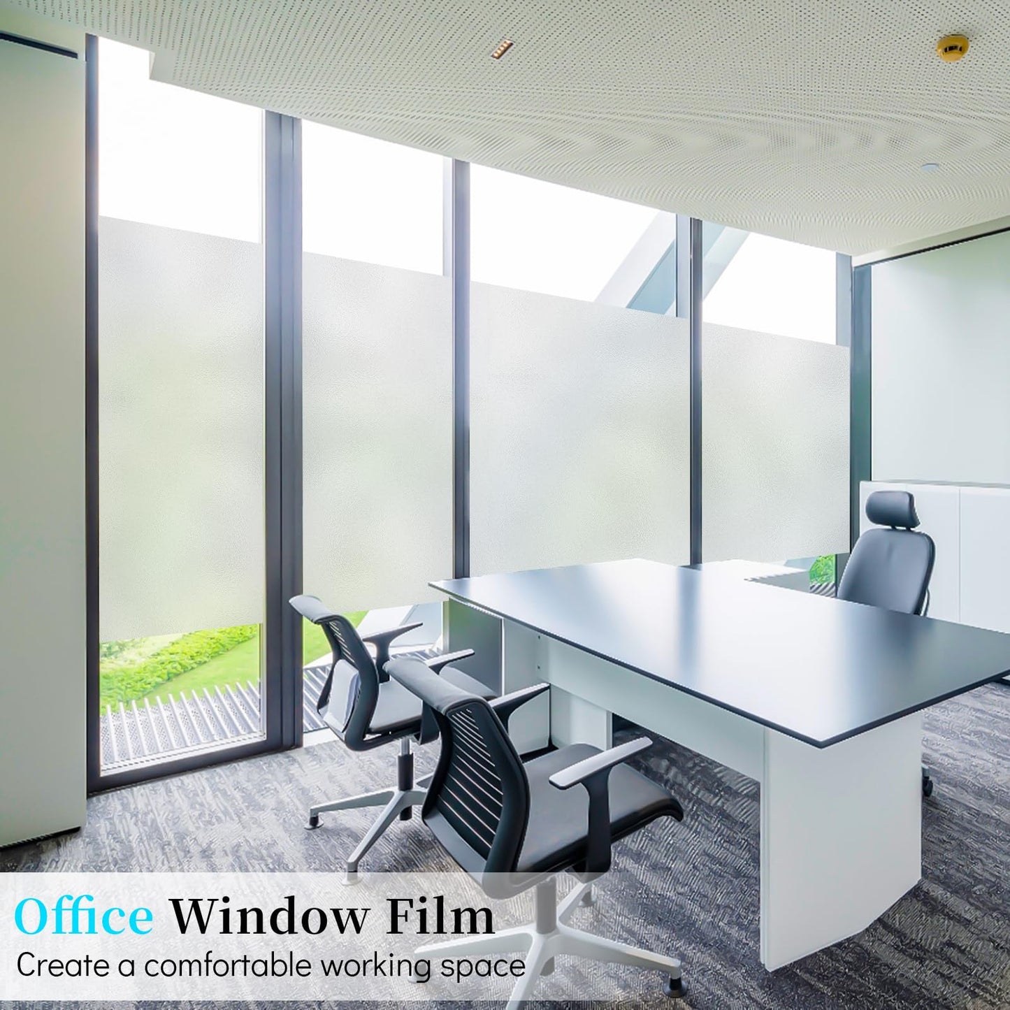 Niviy Etched Privacy Window Film Frosted Glass Static Cling Non Adhesive Window Frost Film for Home Office, 35.4 inch x 78.7 inch - Medaid International