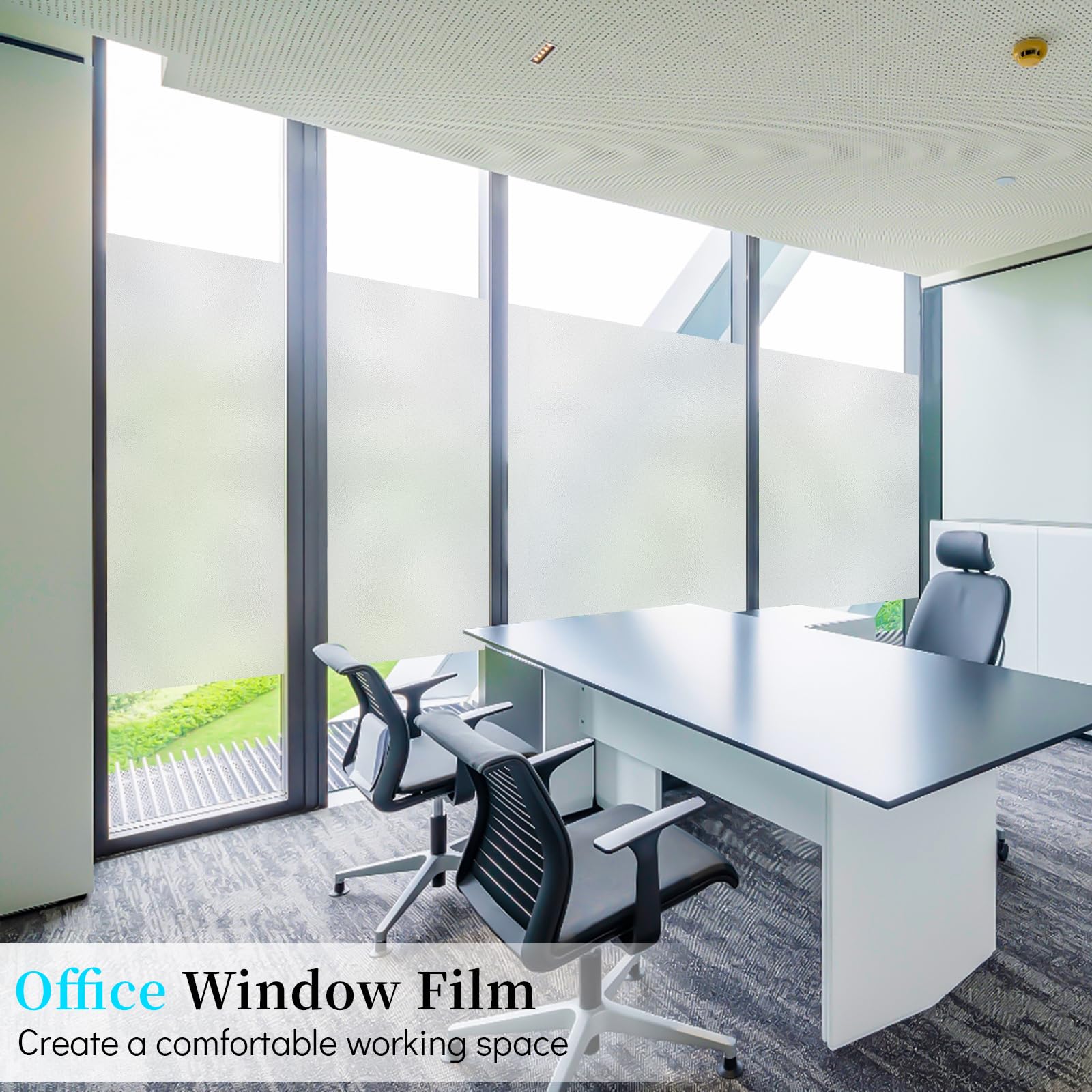 Niviy Etched Privacy Window Film Frosted Glass Static Cling Non Adhesive Window Frost Film for Home Office, 35.4 inch x 78.7 inch - Medaid International