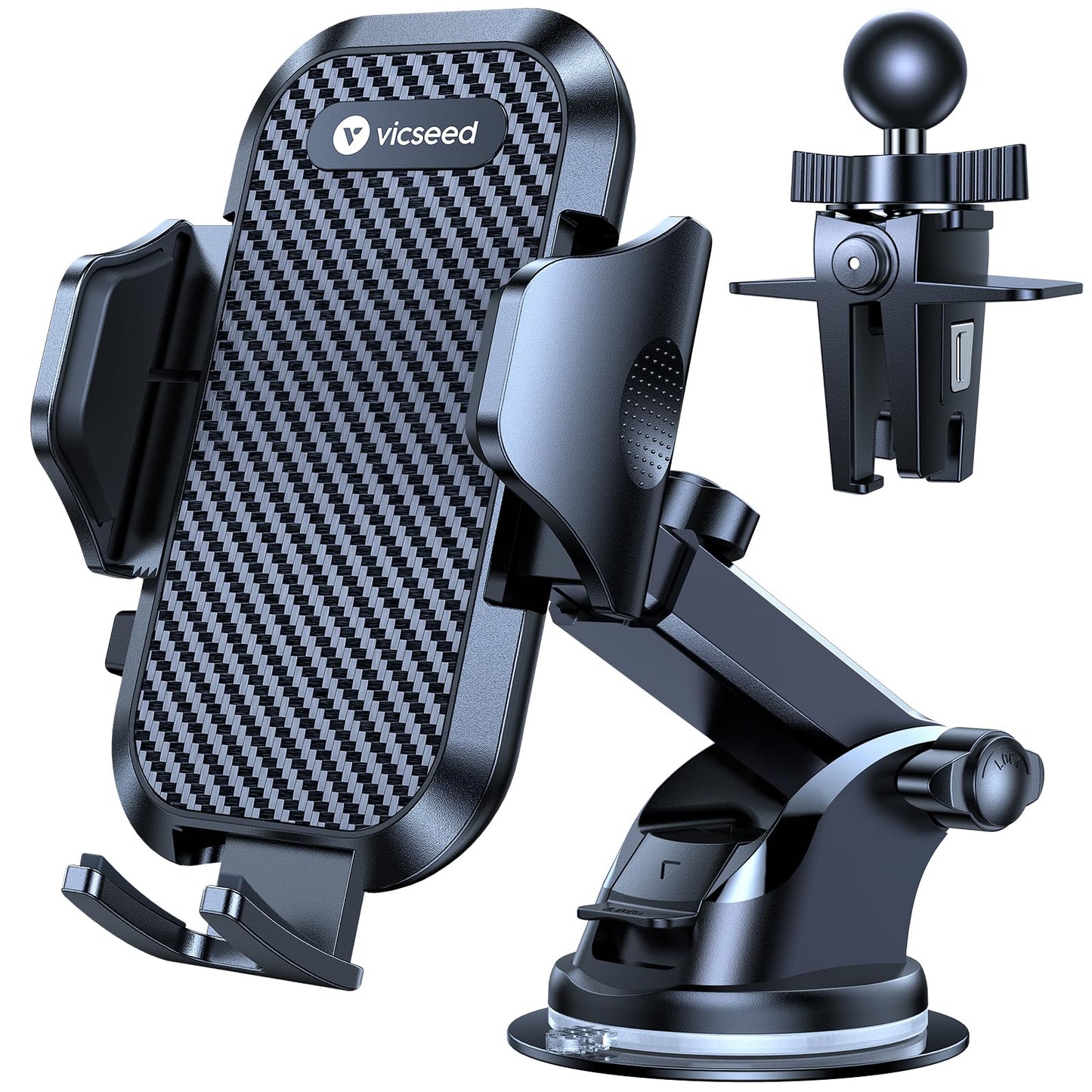 VICSEED True Military-Grade Phone Holders for Your Car [Upgraded 95+LBS Strongest Suction] Cell Phone Mount for Car Dashboard Windshield Vent Truck Boat Stand Adjustable for iPhone 17 ProMax Android - Medaid International