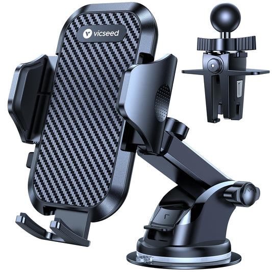 VICSEED True Military-Grade Phone Holders for Your Car [Upgraded 95+LBS Strongest Suction] Cell Phone Mount for Car Dashboard Windshield Vent Truck Boat Stand Adjustable for iPhone 17 ProMax Android - Medaid International