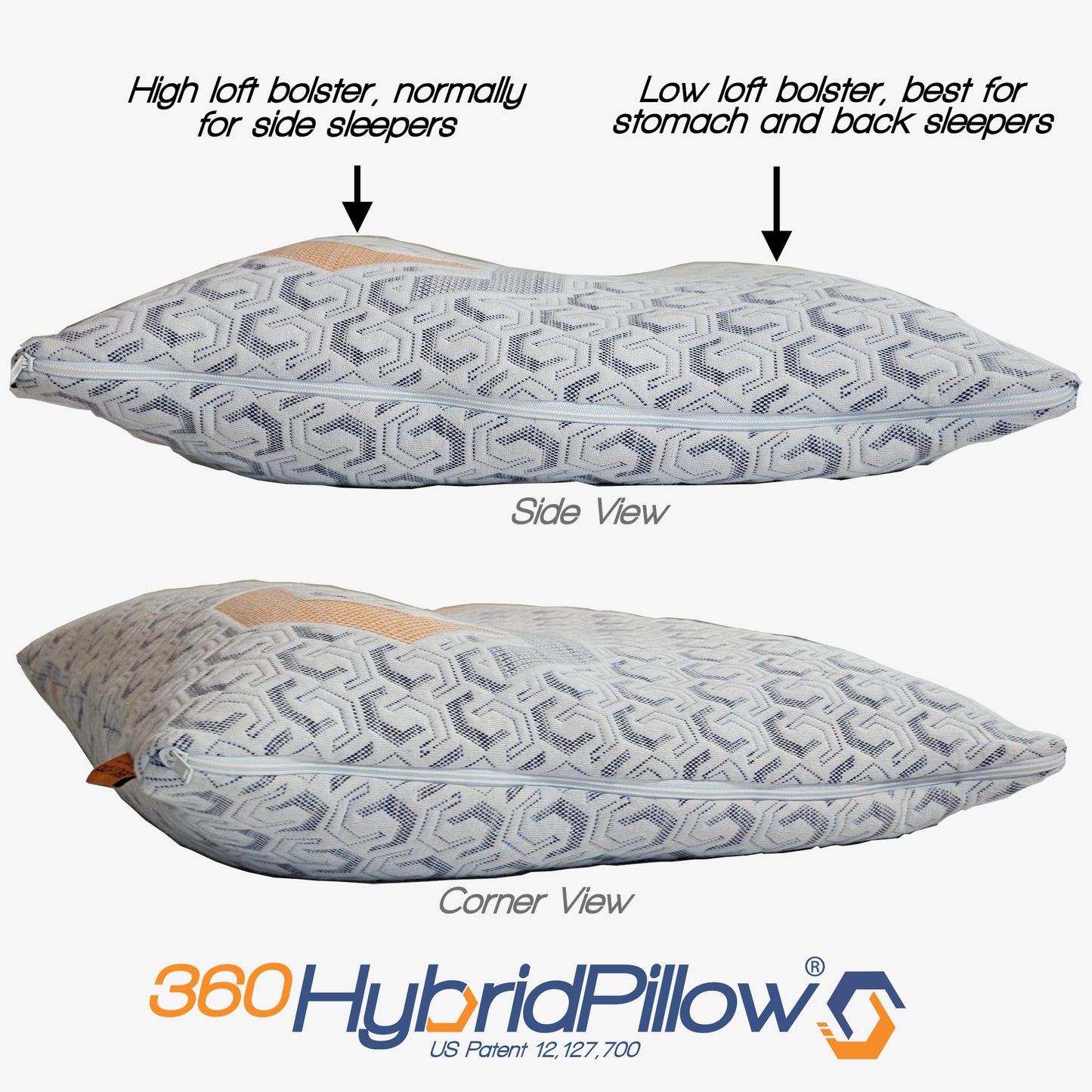 360 Hybrid Pillow® – Cervical Neck Pillow for Pain Relief | Ergonomic & Adjustable for Back, Side, Stomach Sleepers, Contoured Neck Roll, Shoulder Loft, Queen Size 29"x19", Patented Orthopedic Comfort - Medaid International