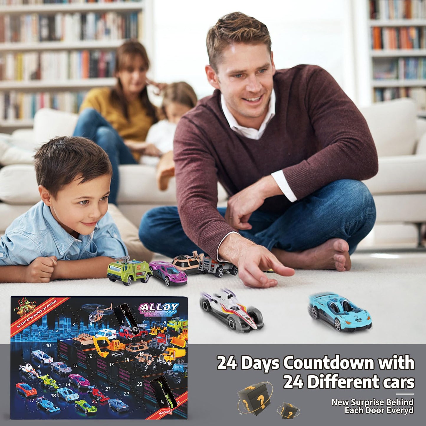 24 PCS Play Vehicles Advent Calendar, 24 Days of Surprises Toys Box, Christmas Countdown Advent Calendars for Kid Boys - Medaid International