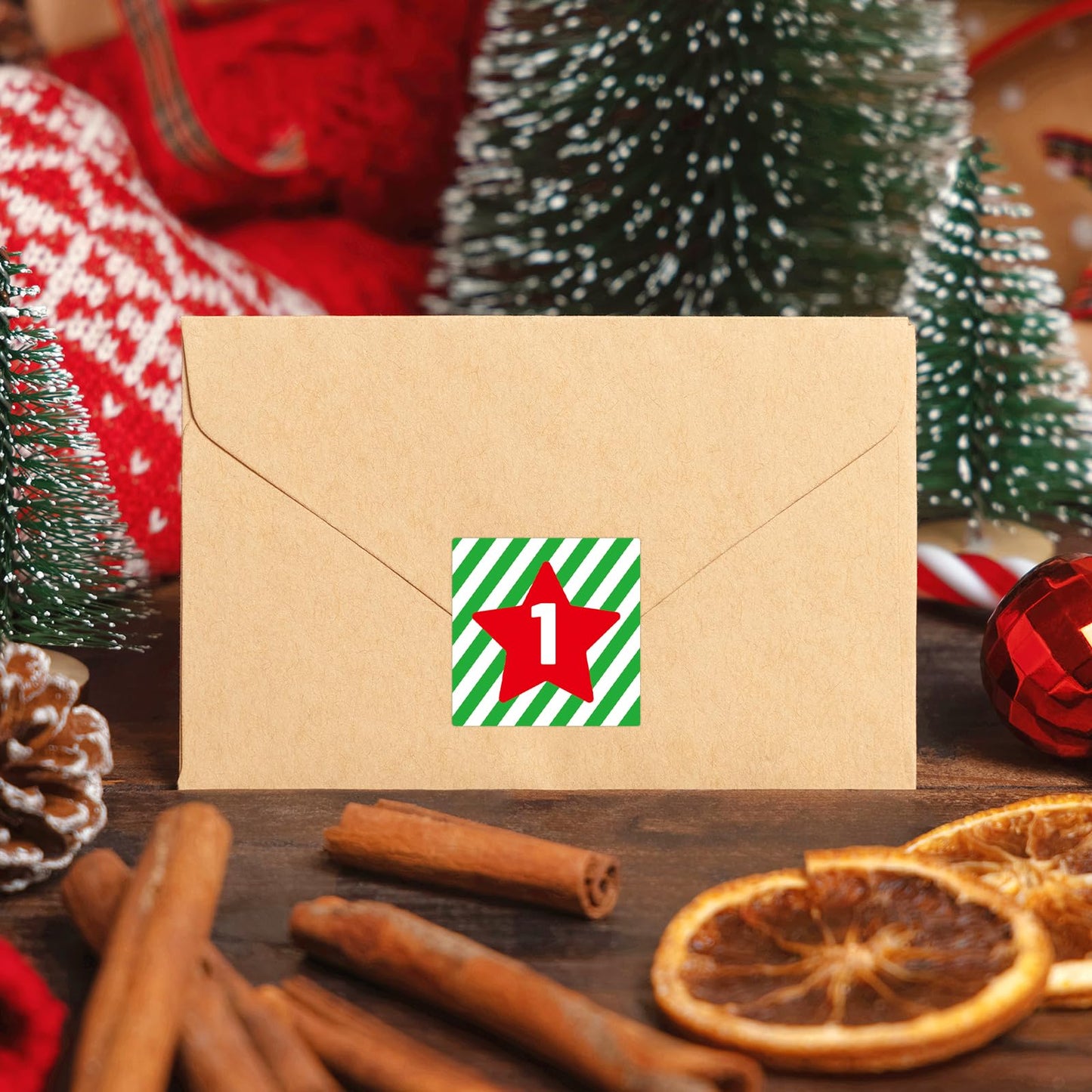 100 Pcs Christmas Advent Stickers 1-25 Number Countdown Stickers DIY Advent Calendar Gift Sealing Xmas Party Supplies (Christmas-2) - Medaid International