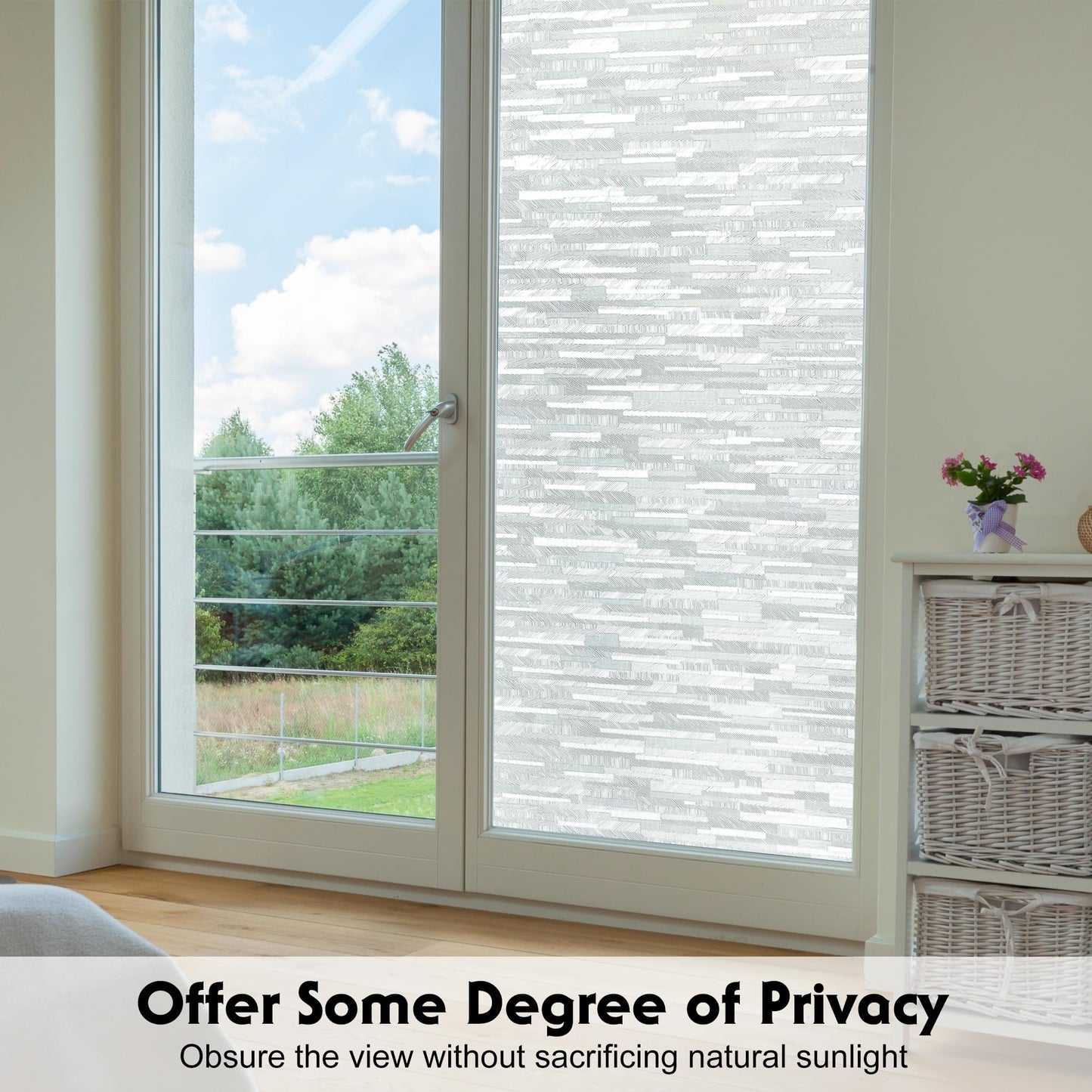 Window Privacy Film, Frosted Glass Window Film, Removable for Home Office, Static Cling Opaque Window Stickers, UV Blocking 11.6 x 78.7 Inches - Medaid International