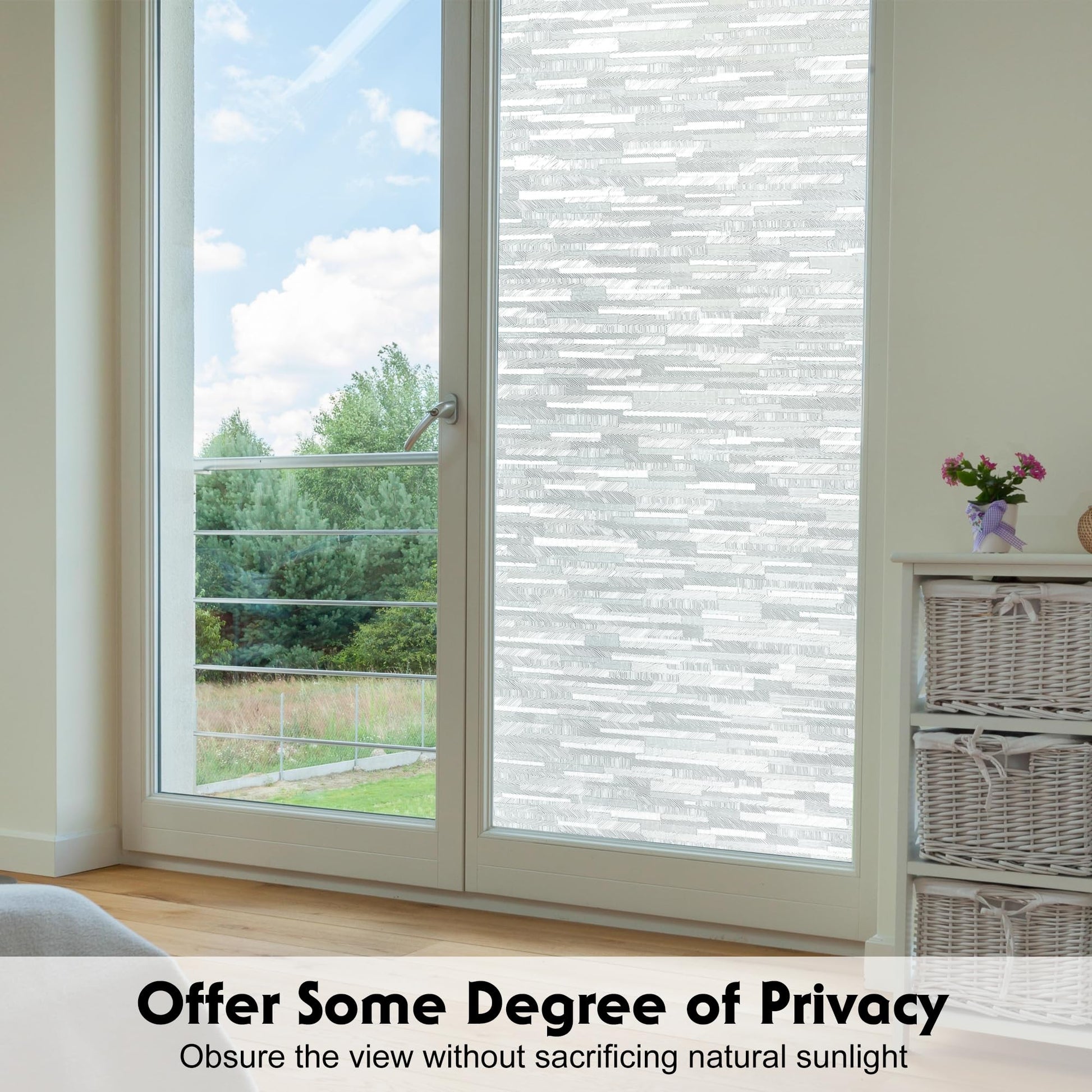 Window Privacy Film, Frosted Glass Window Film, Removable for Home Office, Static Cling Opaque Window Stickers, UV Blocking 11.6 x 78.7 Inches - Medaid International