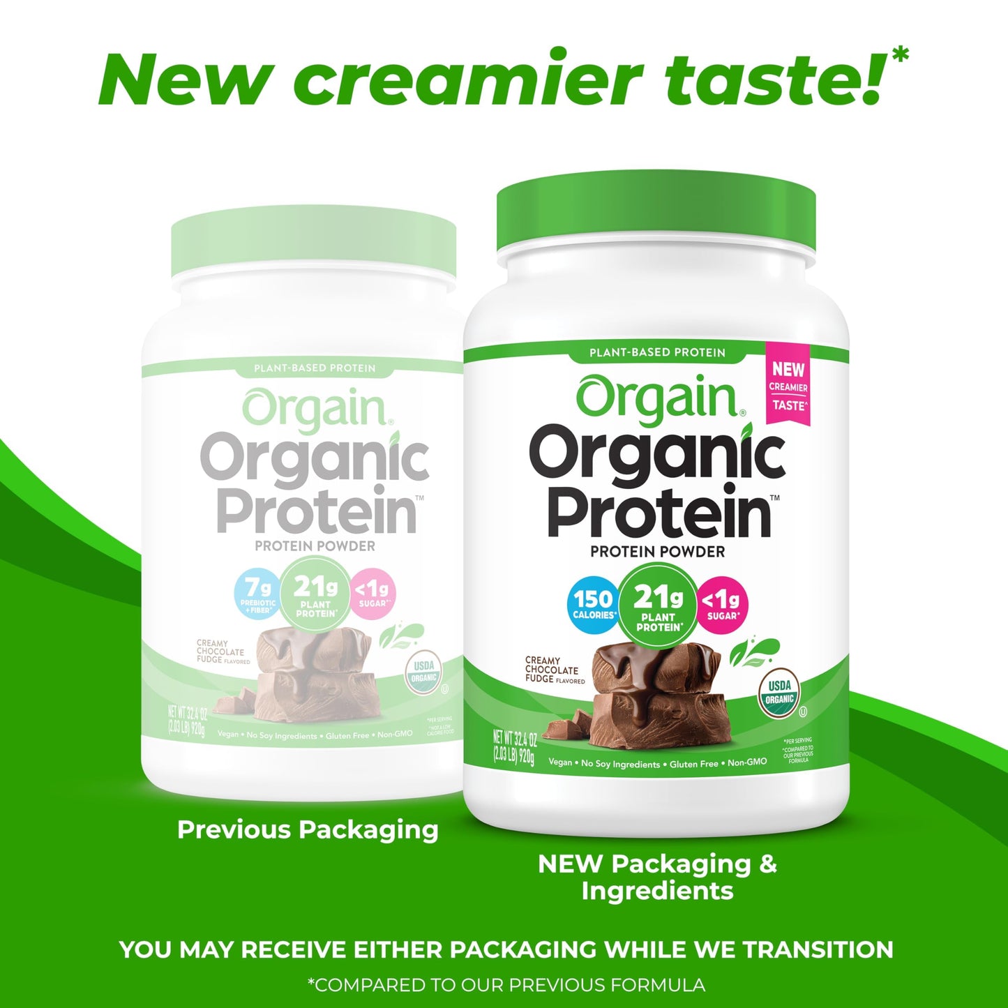 Orgain Organic Vegan Protein Powder, Creamy Chocolate Fudge - 21g Plant Protein, 6g Prebiotic Fiber, Low Net Carb, No Lactose Ingredients, No Added Sugar, Non-GMO, For Shakes & Smoothies, 2.03 lb - Medaid International
