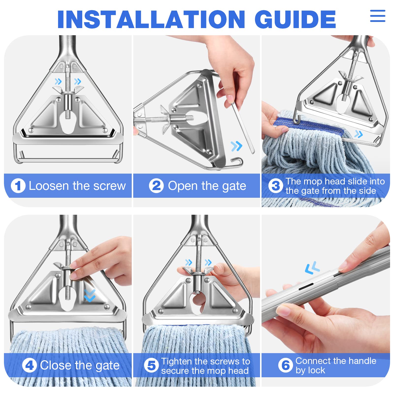 String Mop Heavy Duty for Floor Cleaning- Industrial Commercial Wet Mop with 59inch Mop Handle for Home Garage Office Workshop Warehouse Floor Cleaning - Medaid International