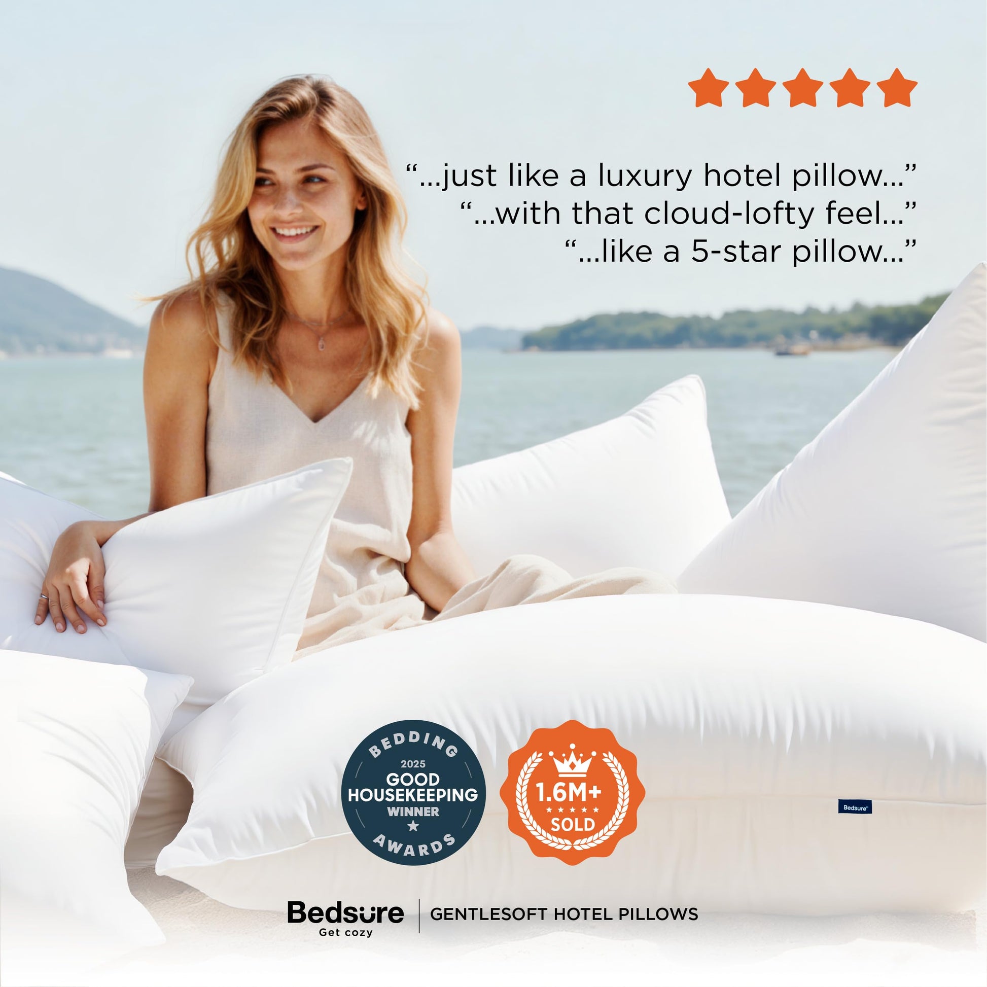 Bedsure Pillows Queen Size Set of 2 - Soft Bed Pillows for Sleeping 2 Pack, Fluffy and Supportive, Hotel Quality, Original Down Alternative Filling for Side, Back Sleepers - Medaid International