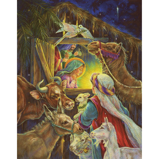 At the Manger Religious Advent Calendar (Countdown to Christmas) with Nativity Story by Vermont Christmas Company - Medaid International