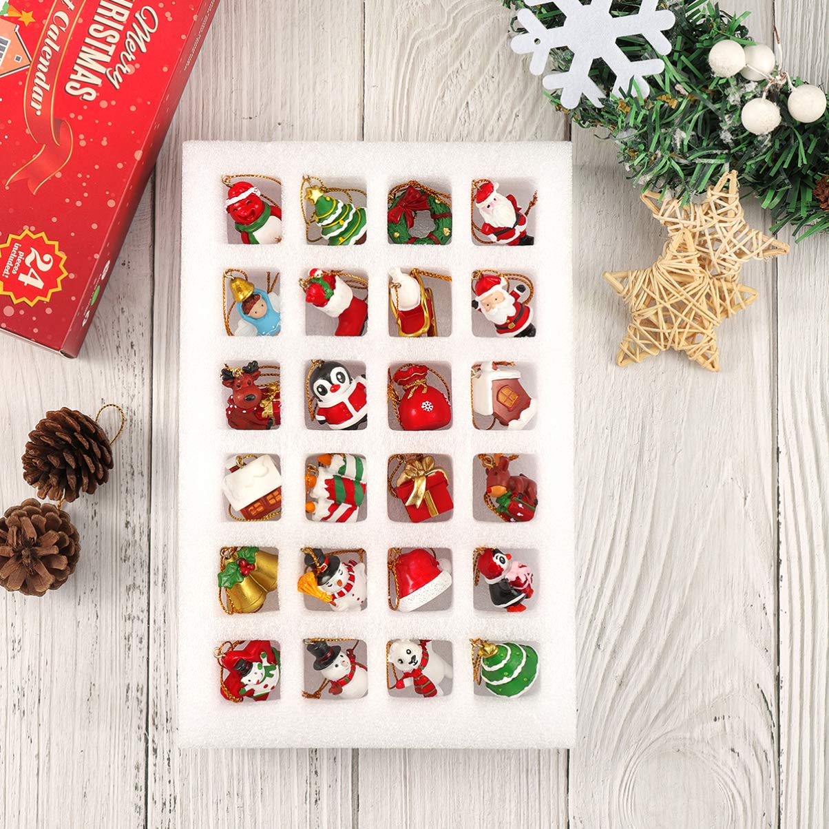 Countdown to Christmas Advent Calendar with 24Pcs Christmas Tree Hanging Ornaments for Xmas Tree Holiday Decor - Medaid International