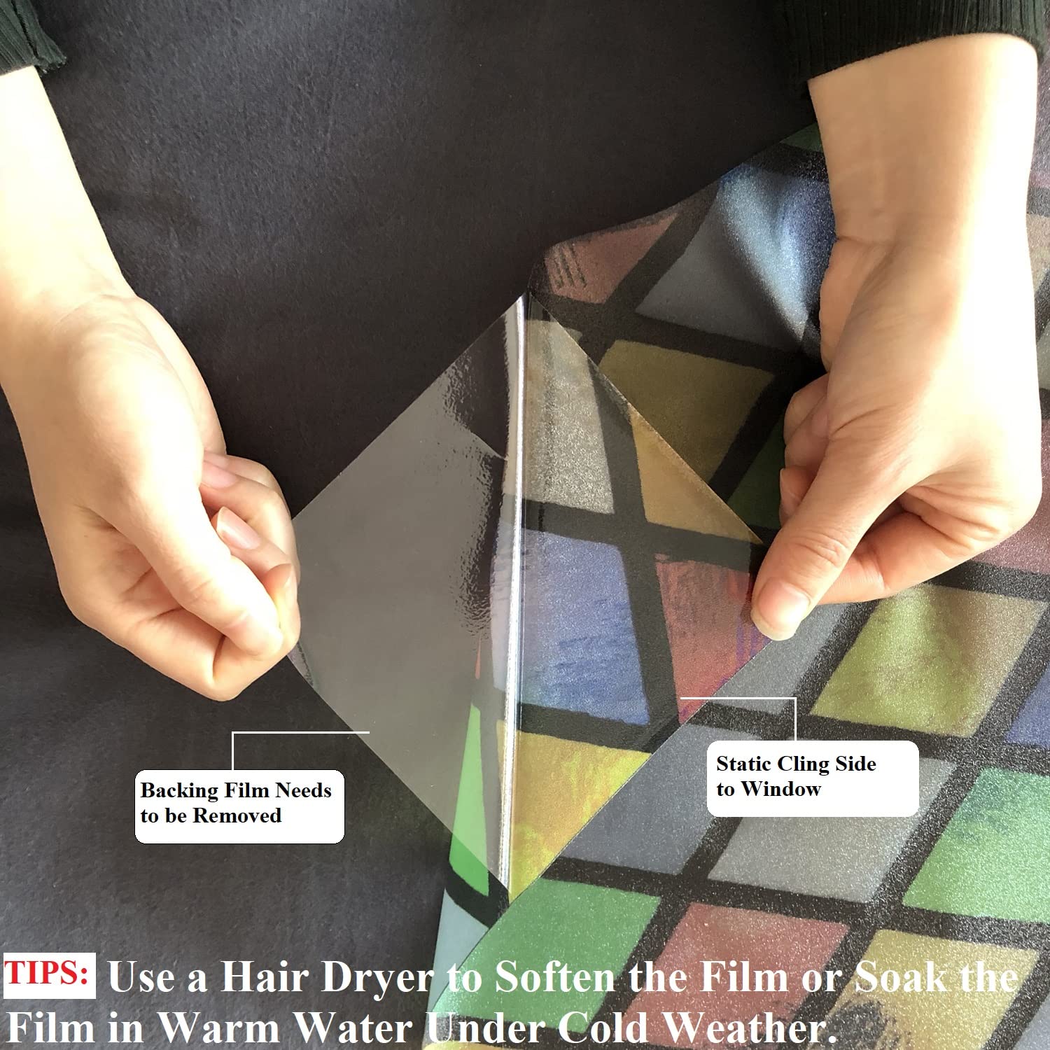 lsrrret Stained Glass Window Film,Decorative Privacy Film Static Cling Glass Sticker Colourful Rhombus Diamond Pattern for Glass Door Home House Ofiice (23.6in X70.9in) - Medaid International