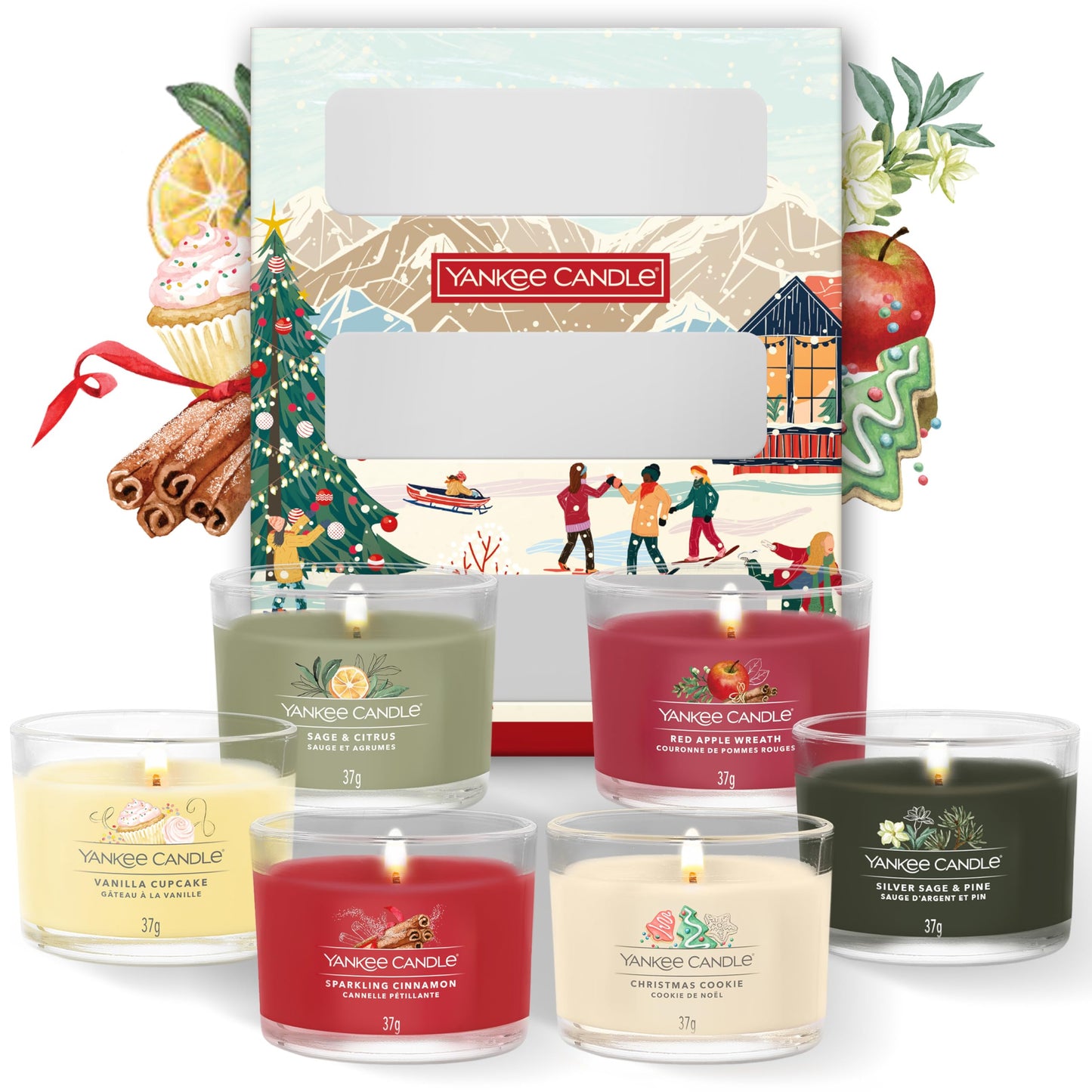 Yankee Candle Christmas Scented Candles Gift Set, 6 Filled Mini Votive Candles, Après Ski Collection, Perfect Christmas Gifts for Women - Medaid International