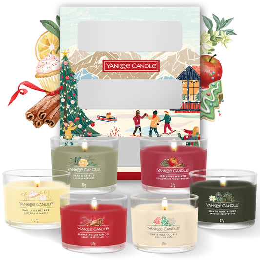 Yankee Candle Christmas Scented Candles Gift Set, 6 Filled Mini Votive Candles, Après Ski Collection, Perfect Christmas Gifts for Women - Medaid International