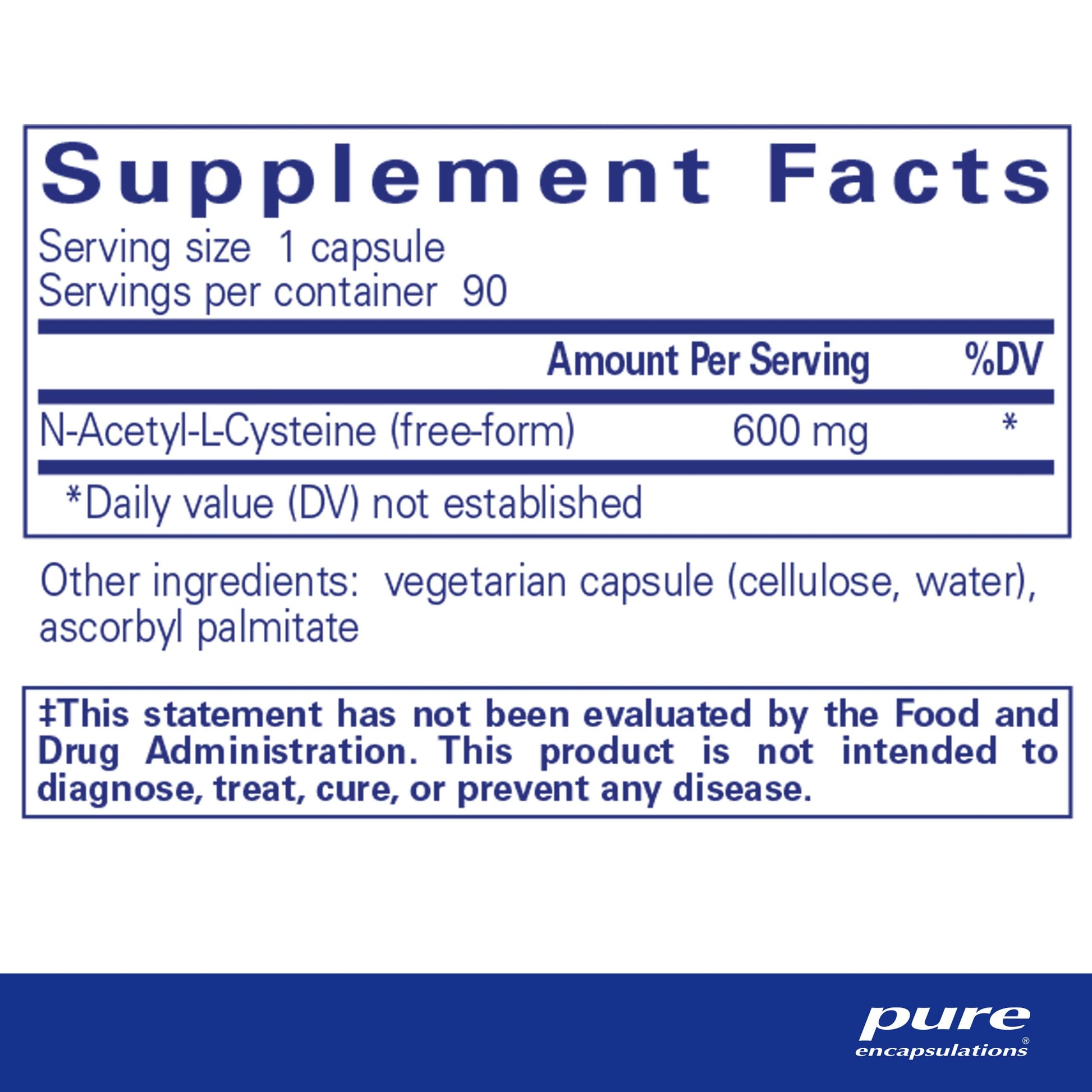Pure Encapsulations NAC 600 mg - N-Acetyl Cysteine NAC Supplement for Lung Health & Immune Support, Liver Support & Antioxidants* - with Freeform N-Acetyl-L-Cysteine - 90 Capsules - Medaid International