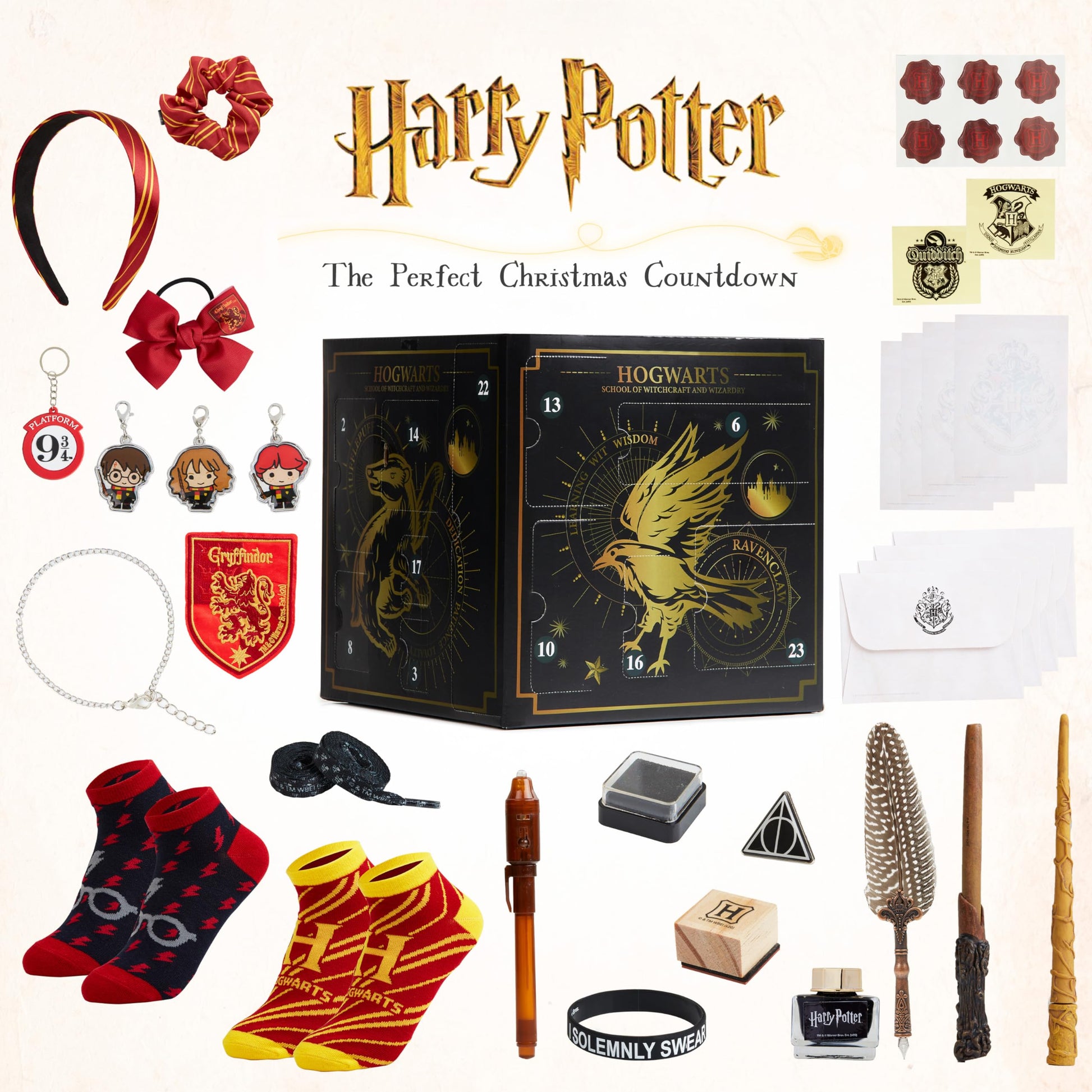 Harry Potter Advent Calendar 2025 Girls Teens Women 24 Day Christmas Countdown with Stationery Socks Accessories Magical Calendar Gifts for Girls (Black Cube) - Medaid International