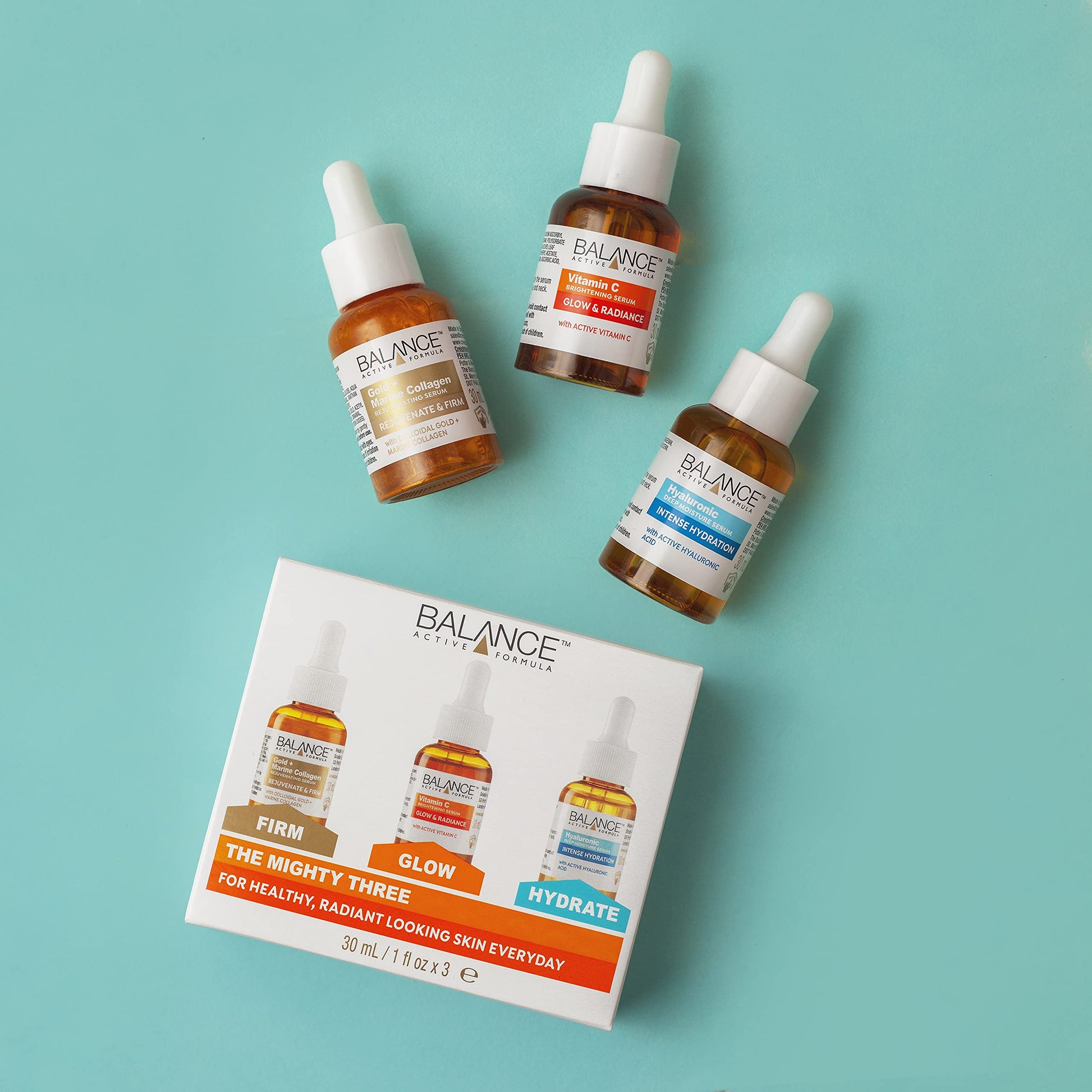 Balance Active Formula The Mighty Three (3 x 30ml) – breakthrough active ingredients for visible results. Three targeted serums that you can layer together or use individually. - Medaid International