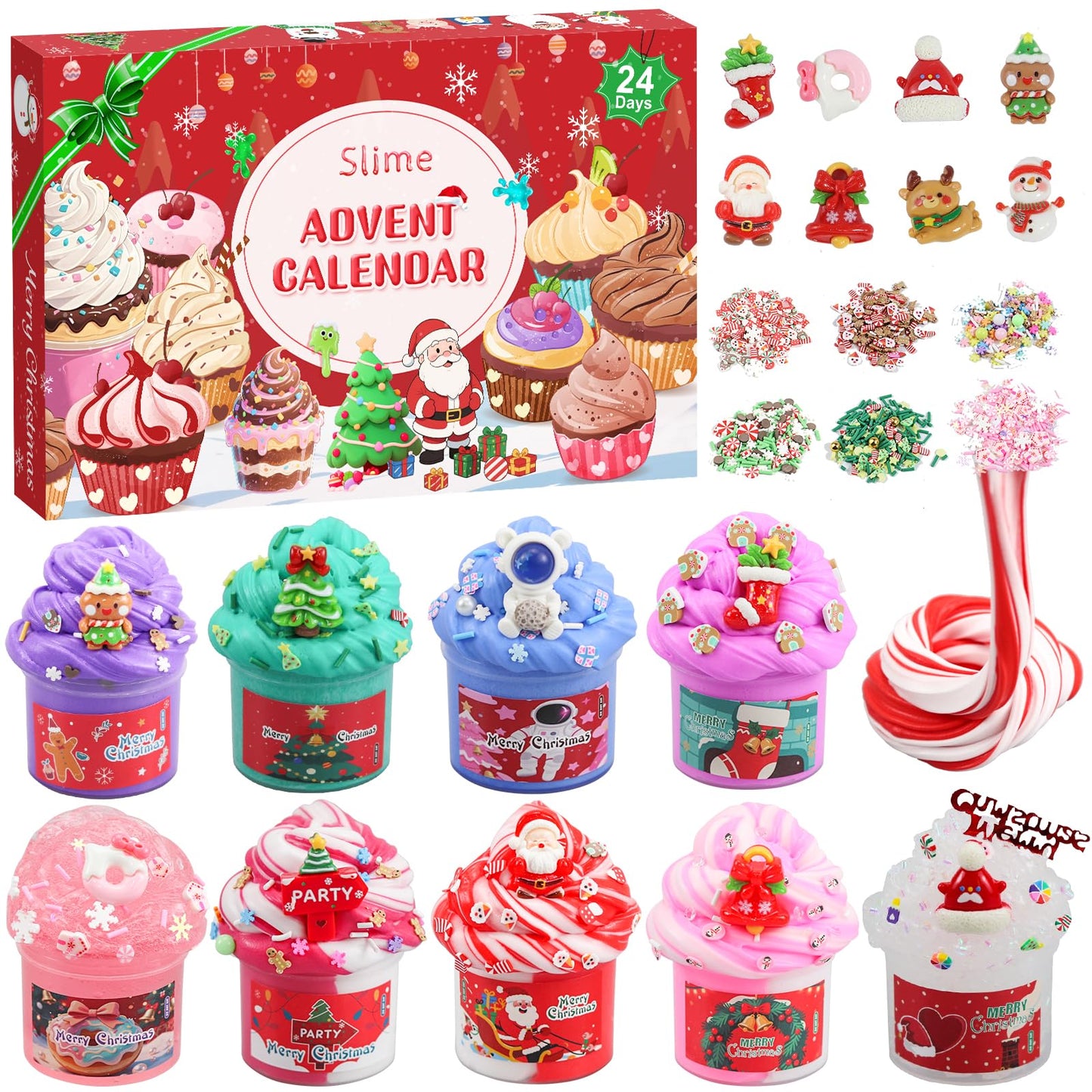 Advent Calendar 2025 Fluffy Butter Slime Kit Countdown to Christmas DIY Cute Slime Crystal Supply Kit 24 Days of Surprises Fun for Boys and Girls Teen Ages 6 and Up - Medaid International
