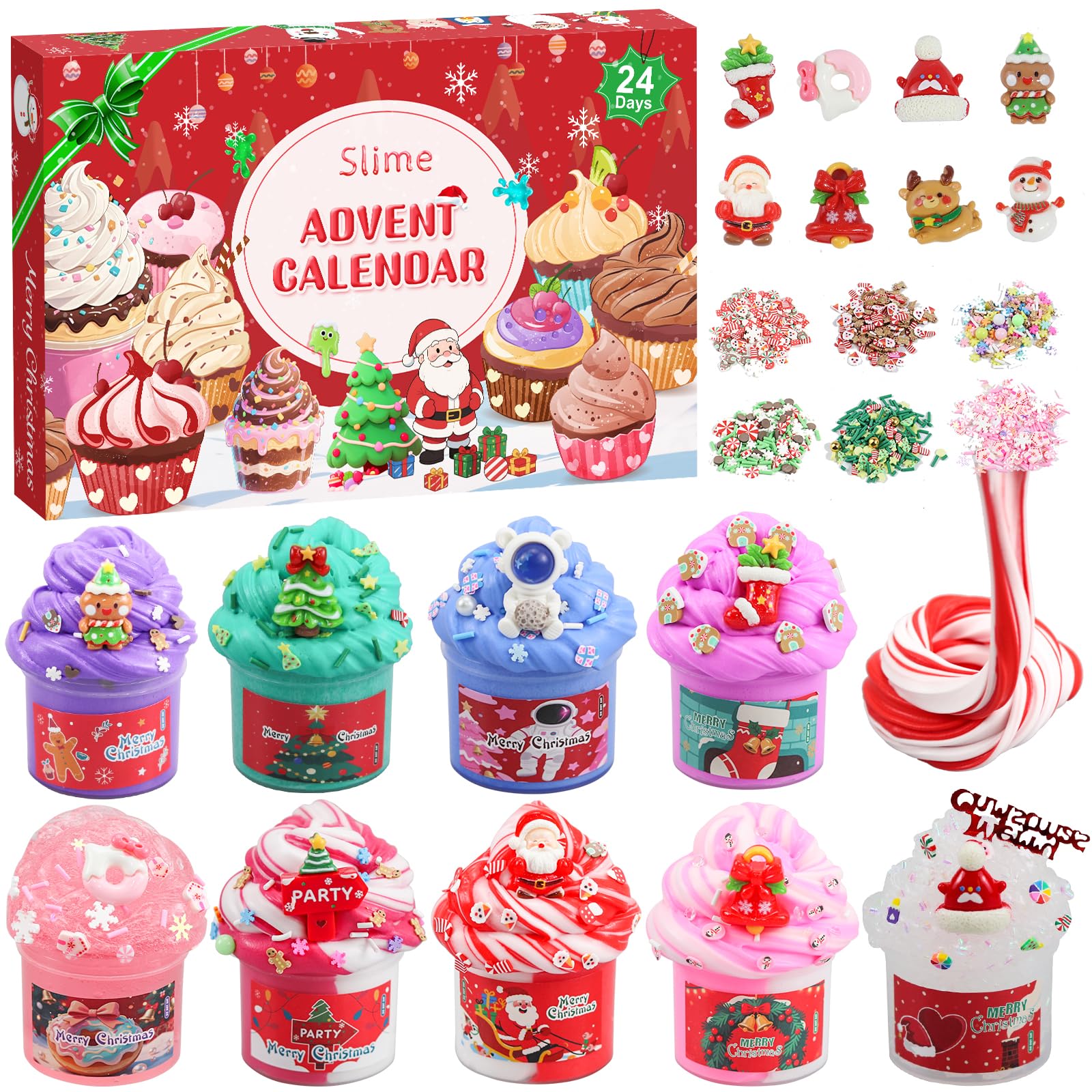 Advent Calendar 2025 Fluffy Butter Slime Kit Countdown to Christmas DIY Cute Slime Crystal Supply Kit 24 Days of Surprises Fun for Boys and Girls Teen Ages 6 and Up - Medaid International