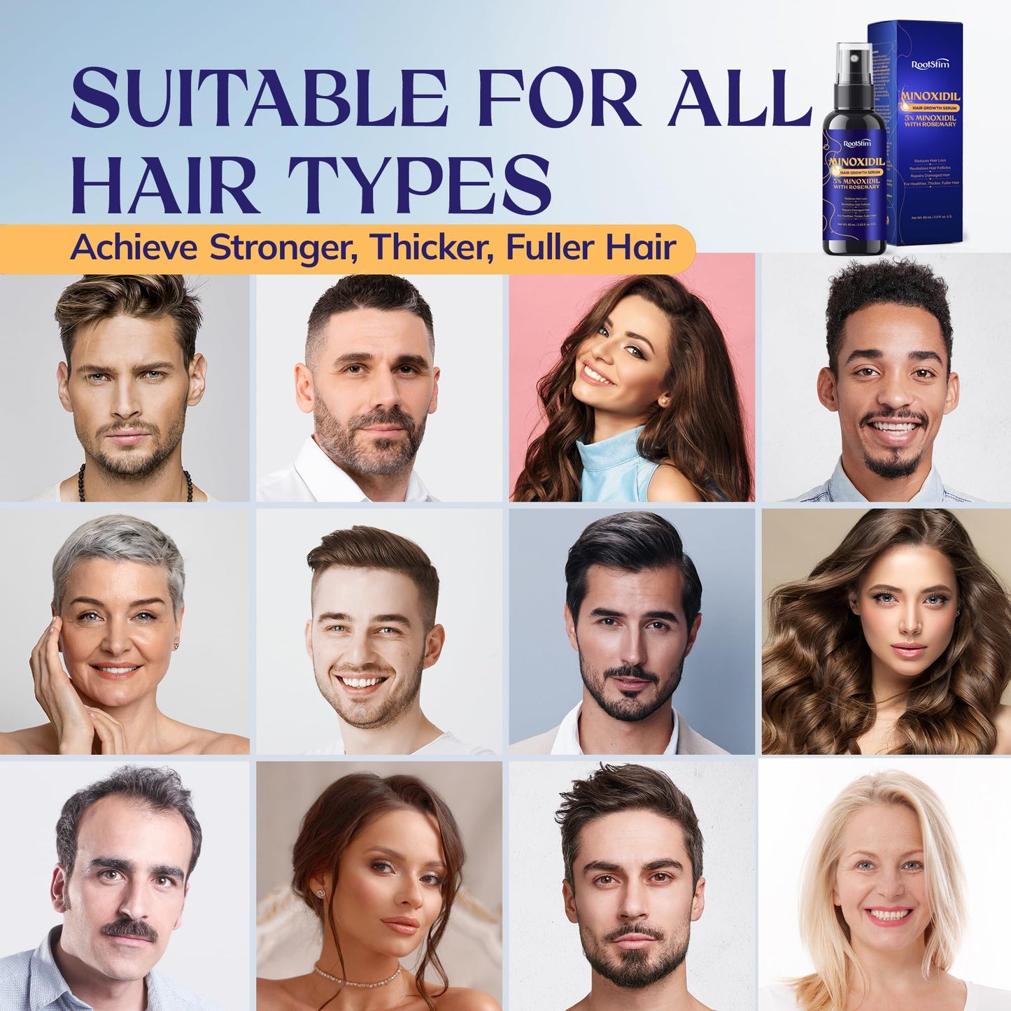 5% Minoxidil Hair Growth for Men and Women: Extra Strength Minoxidil Hair Loss Treatment Serum with Rosemary for Faster Stronger Thicker Hair Growth 60ML - Medaid International