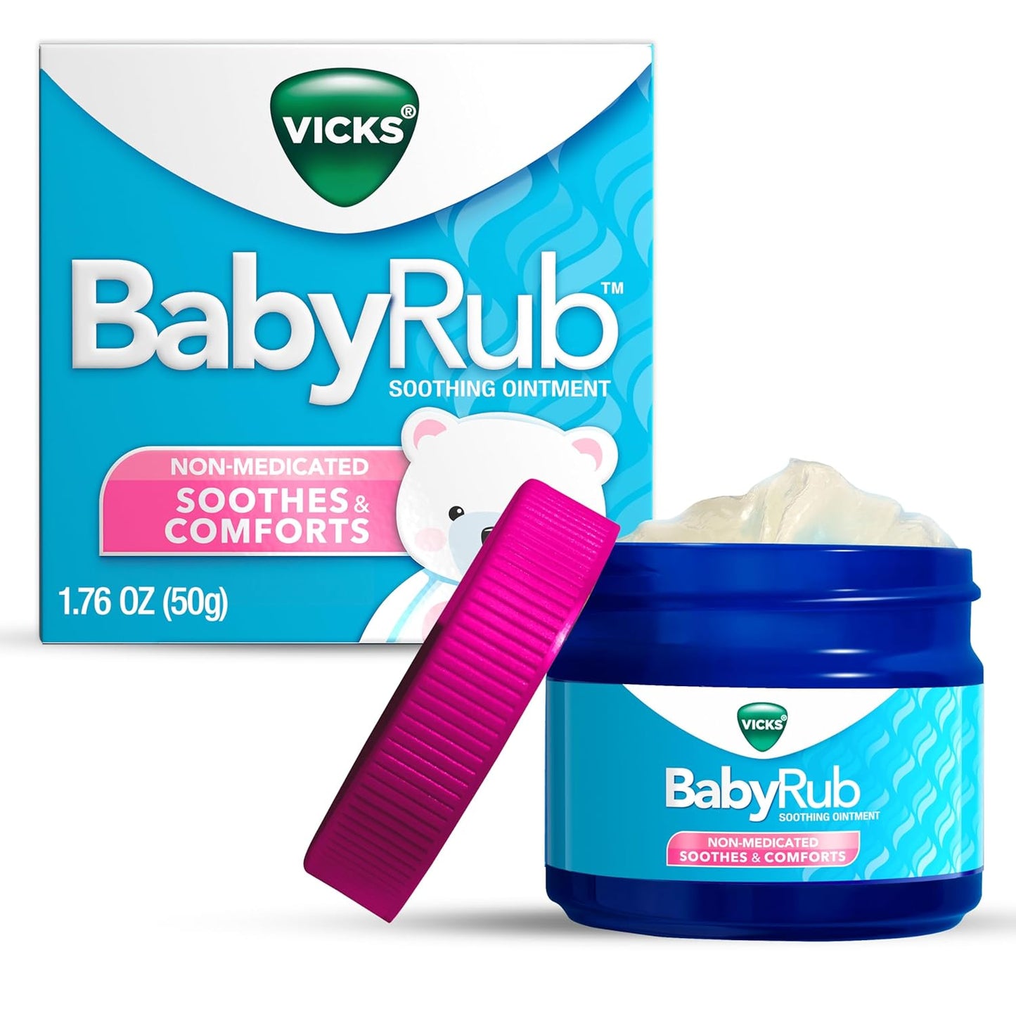 Vicks BabyRub Chest Rub Ointment with Soothing Aloe, Eucalyptus, Lavender, and Rosemary, from the makers of VapoRub, 1.76 oz - Medaid