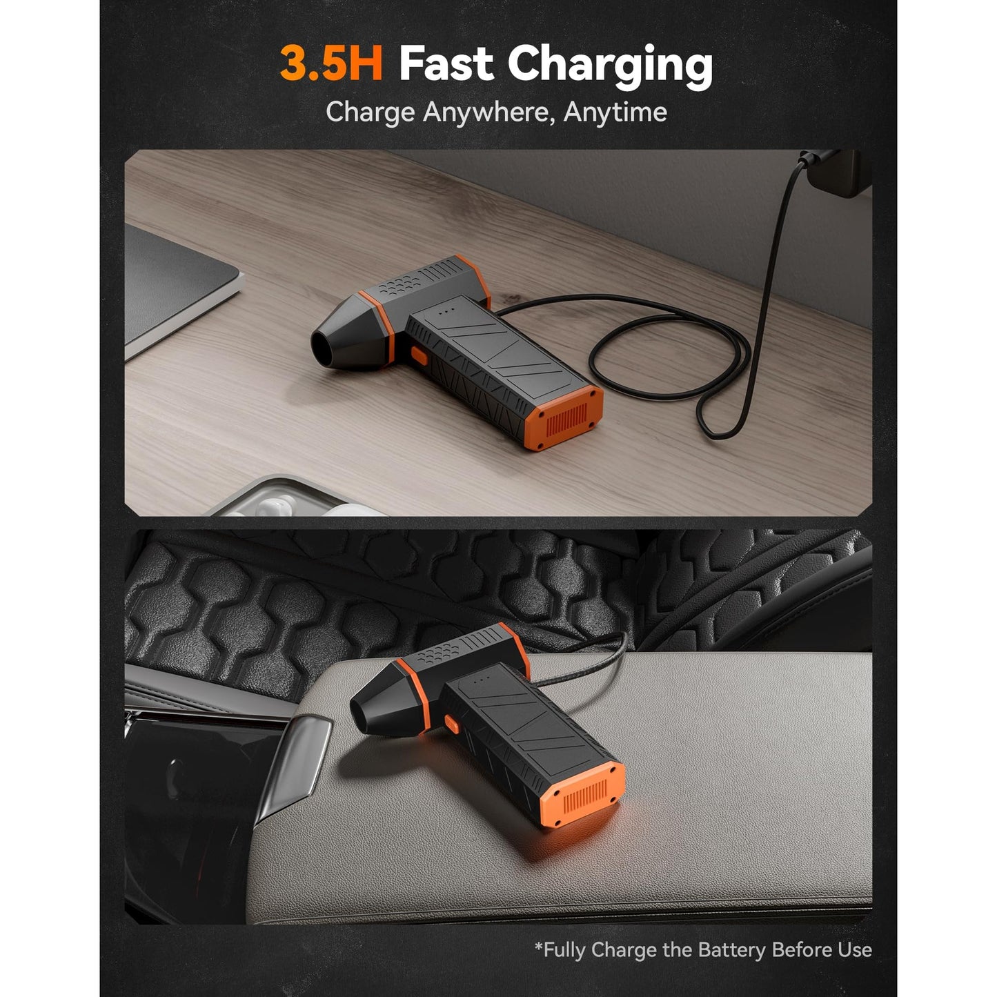 WOLFBOX MF50 Compressed Air Duster-110000RPM Super Power Electric Air Duster, 3-Gear Adjustable Mini Blower with Fast Charging, Dust Blower for Computer, Keyboard, House, Outdoor and Car - Medaid International